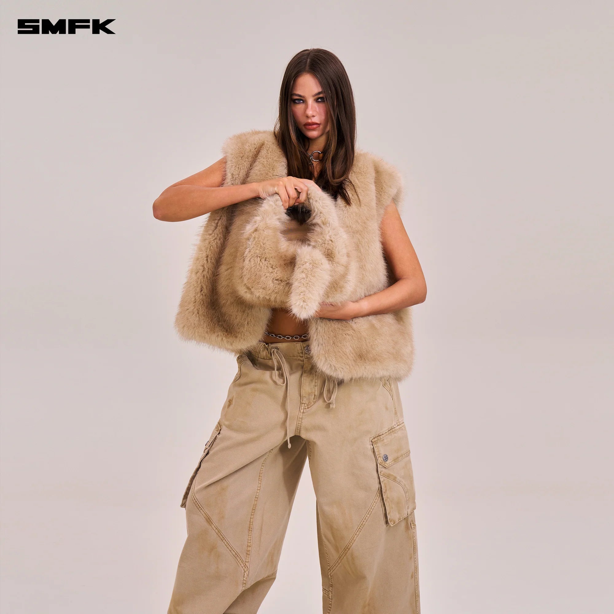 COMPASS COBBLE FURRY BAG/SMALL SAND