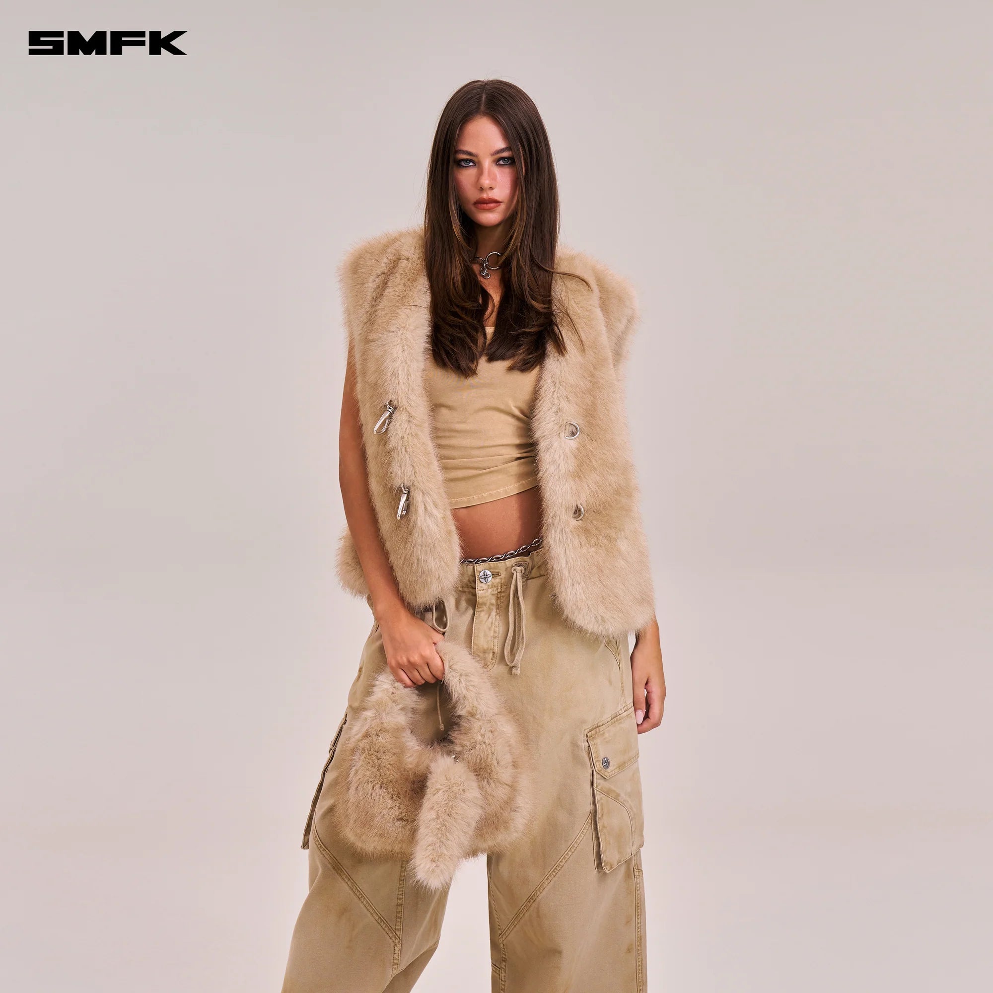 COMPASS COBBLE FURRY BAG/SMALL SAND