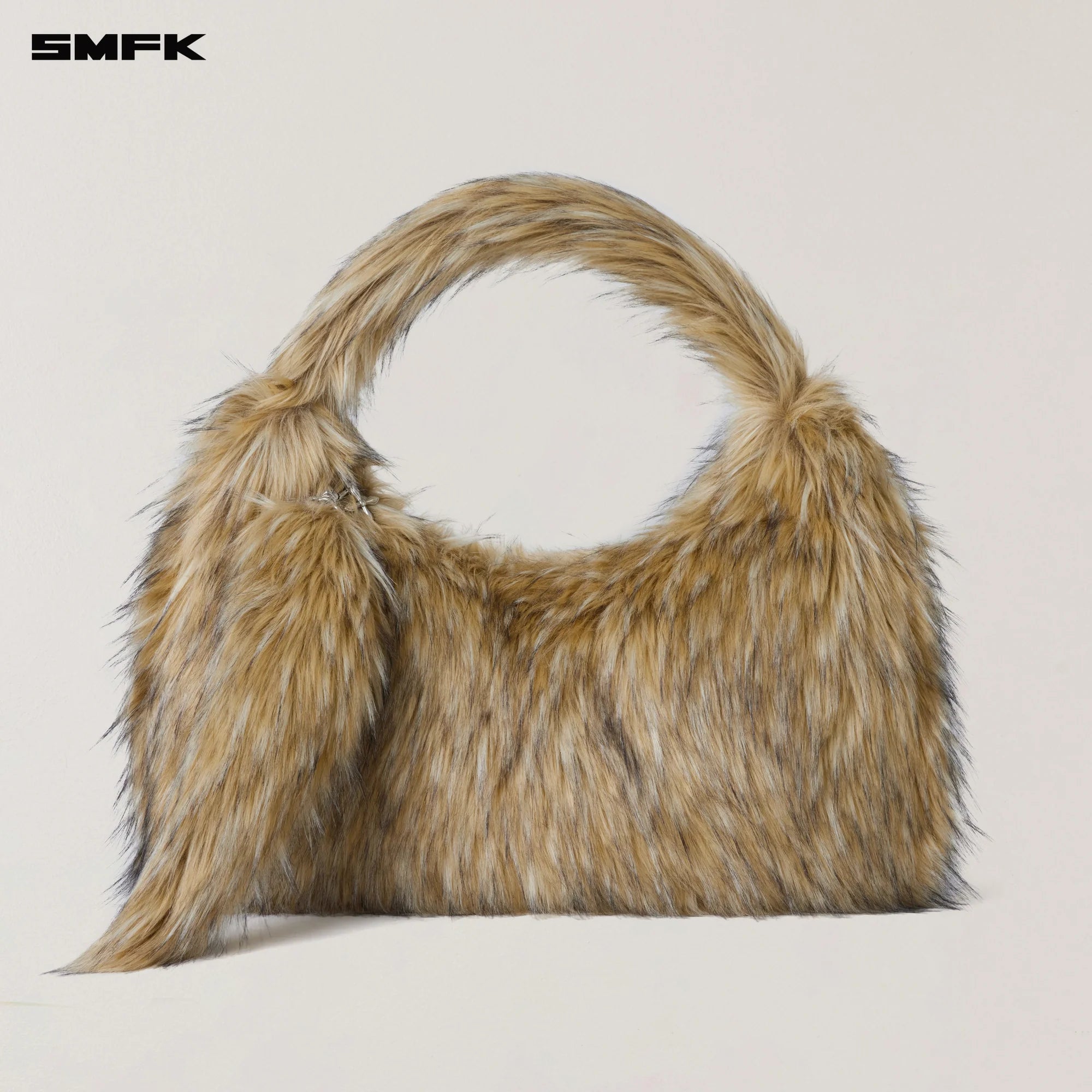 COMPASS COBBLE FURRY BAG/LARGE WOLF BROWN