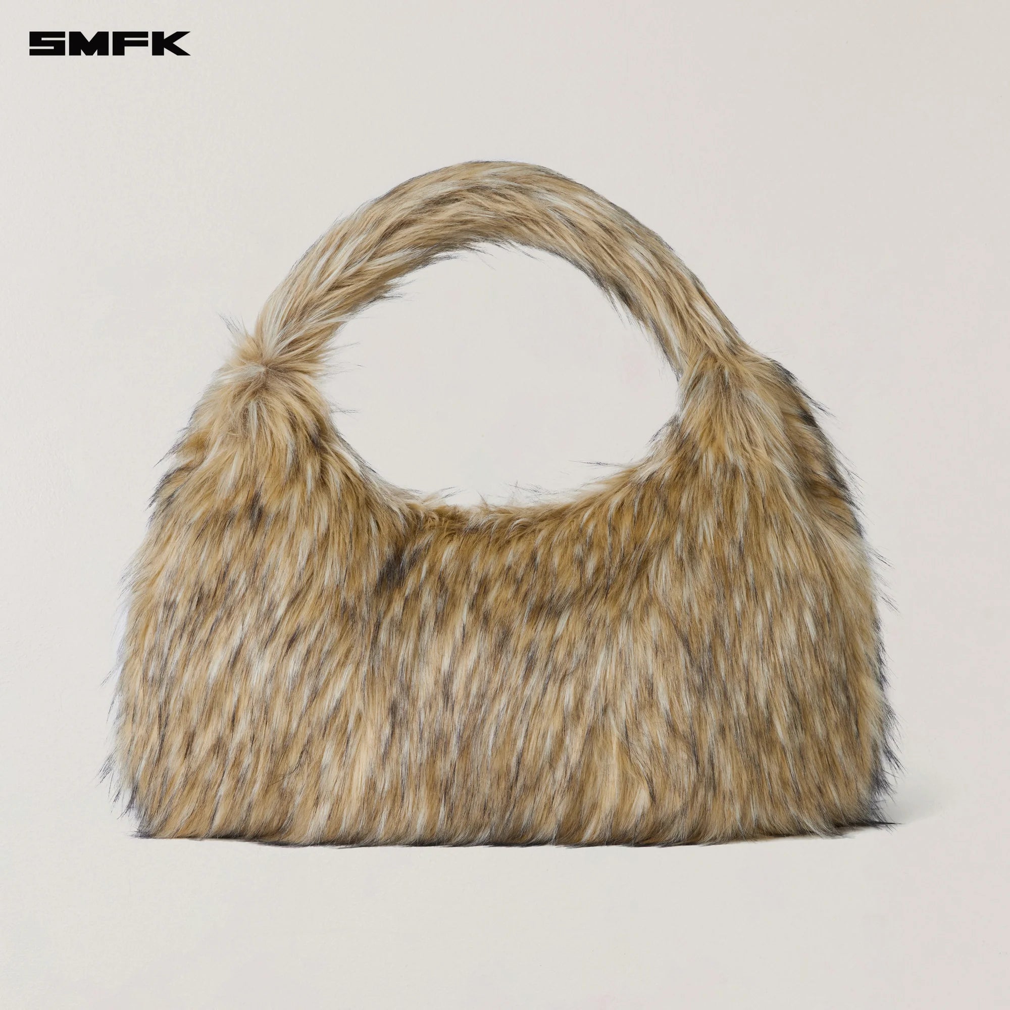 COMPASS COBBLE FURRY BAG/LARGE WOLF BROWN