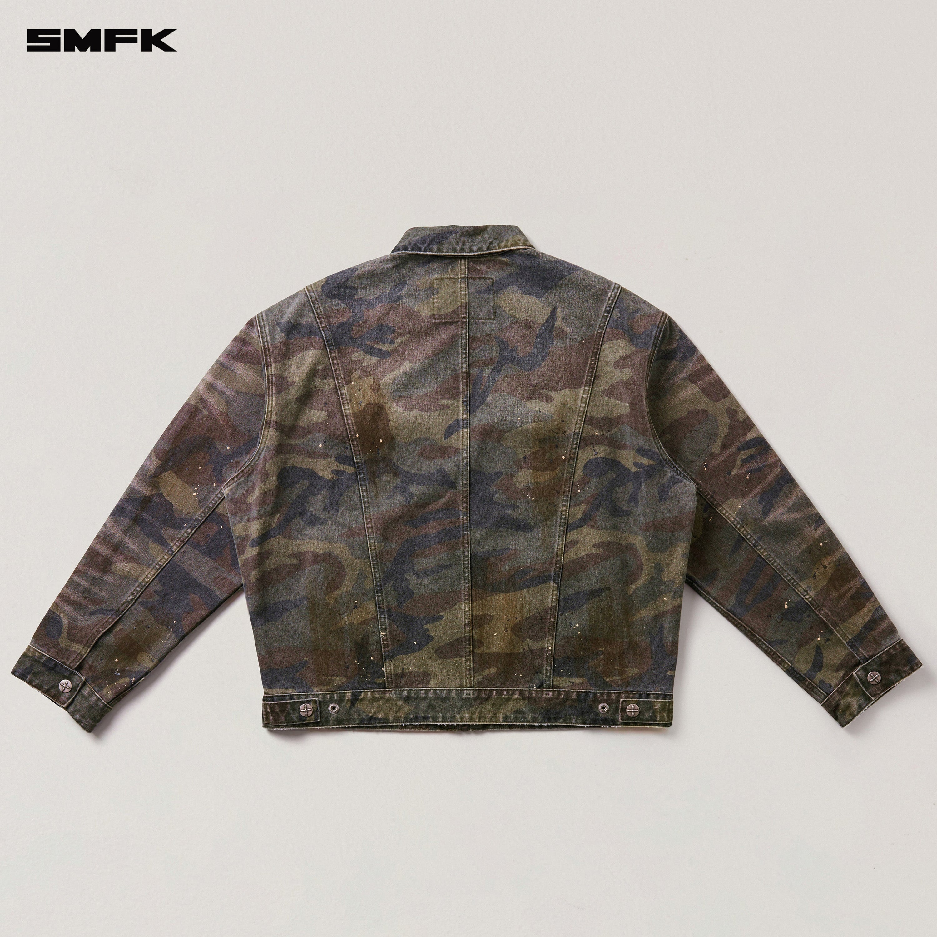 RAGE-WILD ORIGIN CAMO LOOSE CARGO JACKET ARMY GREEN CAMOUFLAGE
