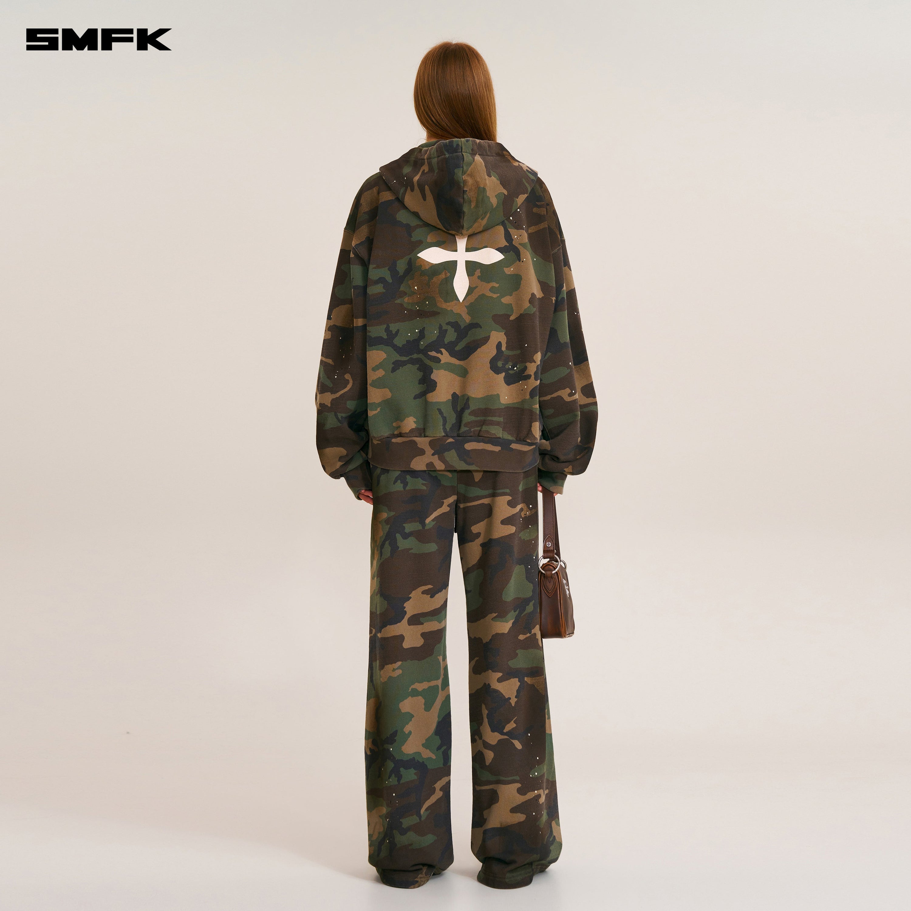 COMPASS MODE CAMO LOOSE ZIP HOODIE ARMY GREEN CAMOUFLAGE
