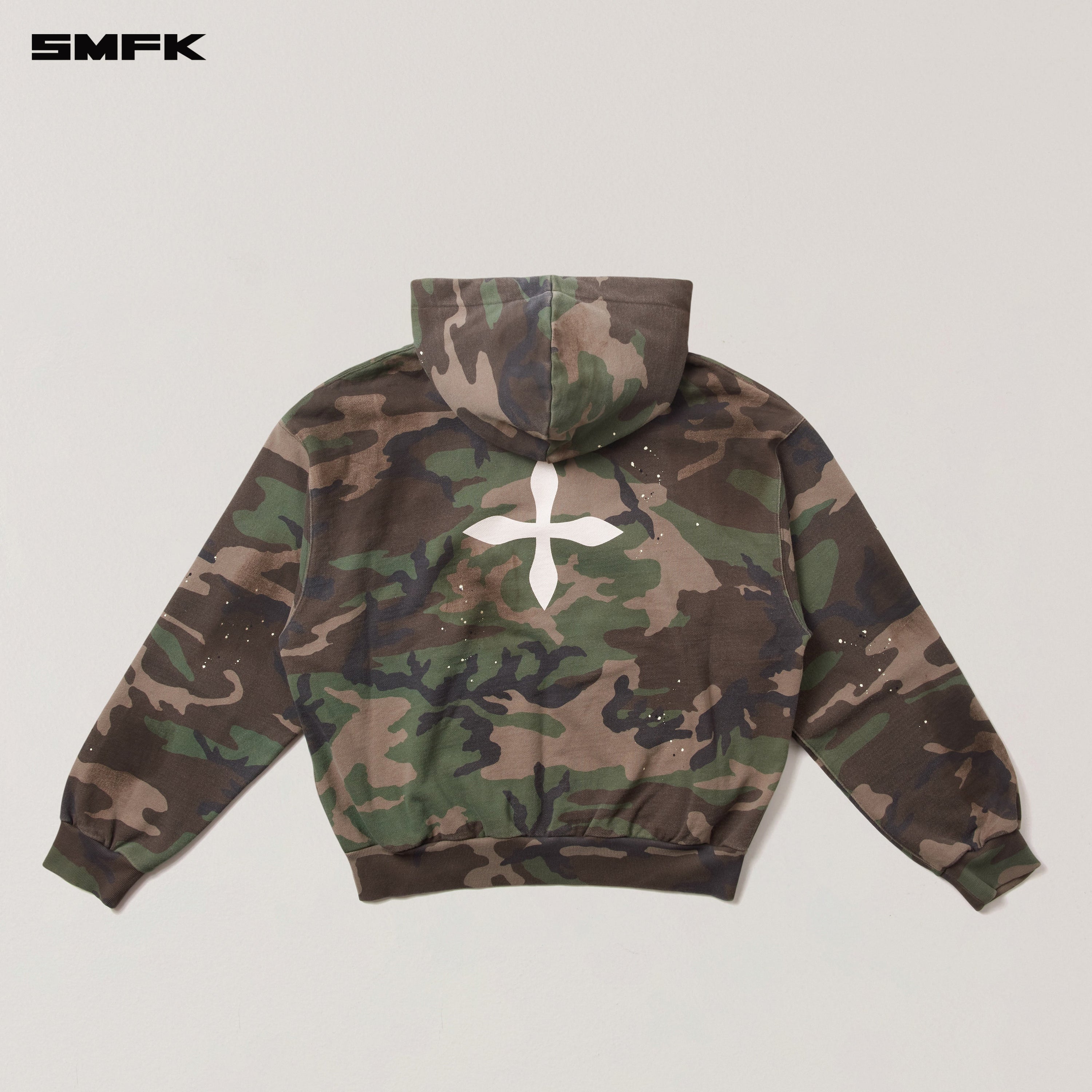 COMPASS MODE CAMO LOOSE ZIP HOODIE ARMY GREEN CAMOUFLAGE