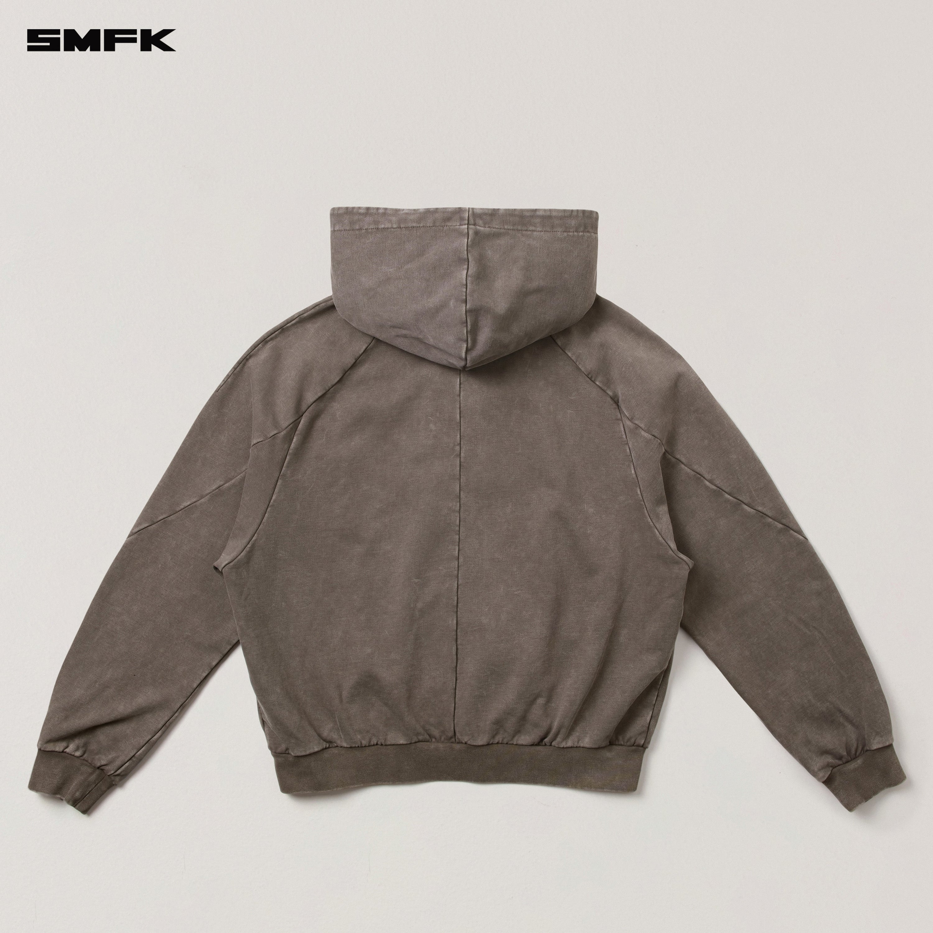 VINTAGE-SAVAGE LOOSE SPORTS ZIP HOODIE/FADE DYE WILD BROWN