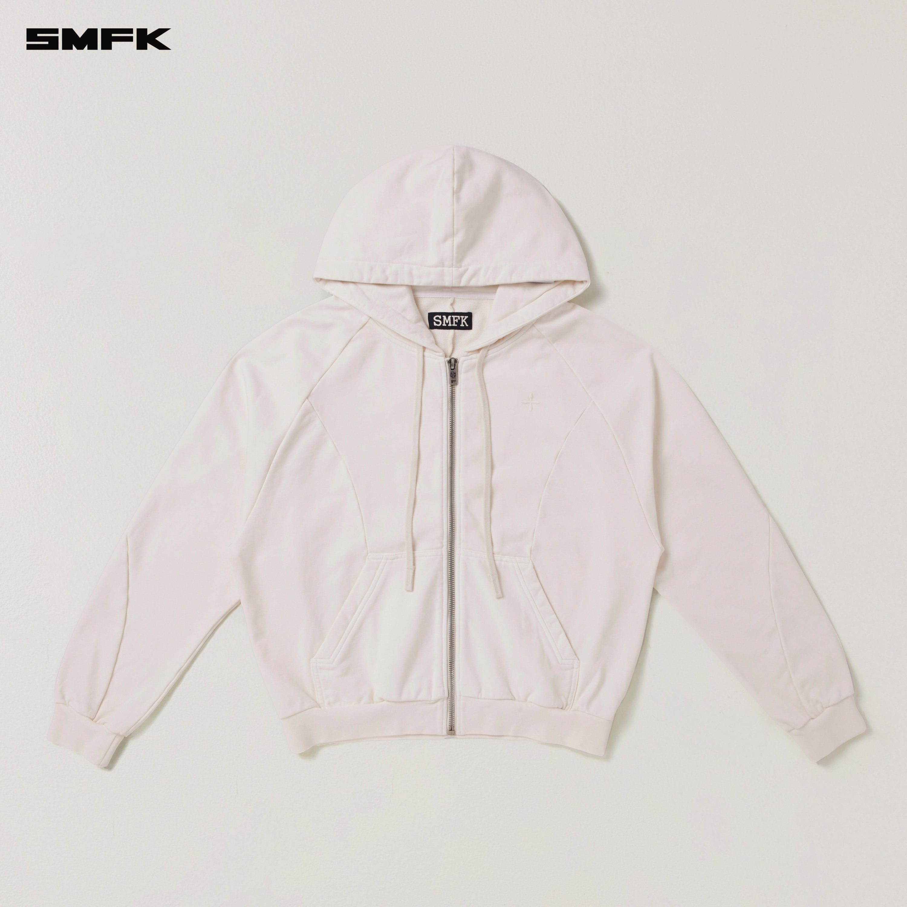 VINTAGE-SAVAGE LOOSE SPORTS ZIP HOODIE/FADE DYE SNOW MOUNTAIN WHITE