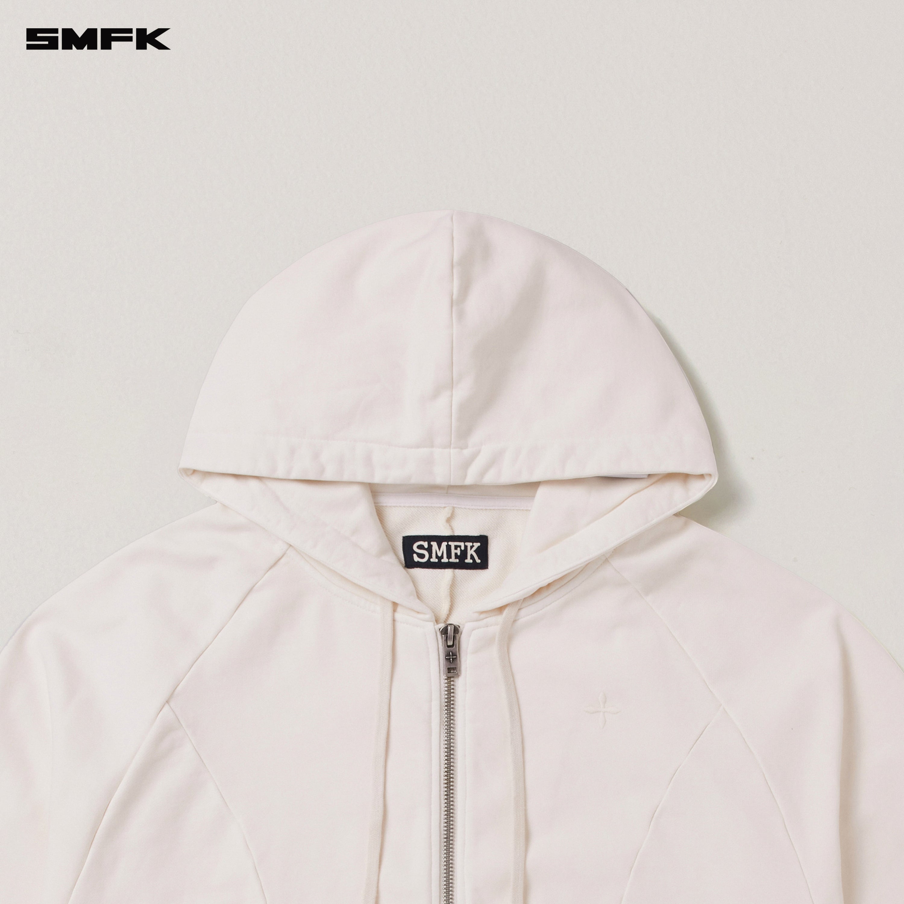 VINTAGE-SAVAGE LOOSE SPORTS ZIP HOODIE/FADE DYE SNOW MOUNTAIN WHITE