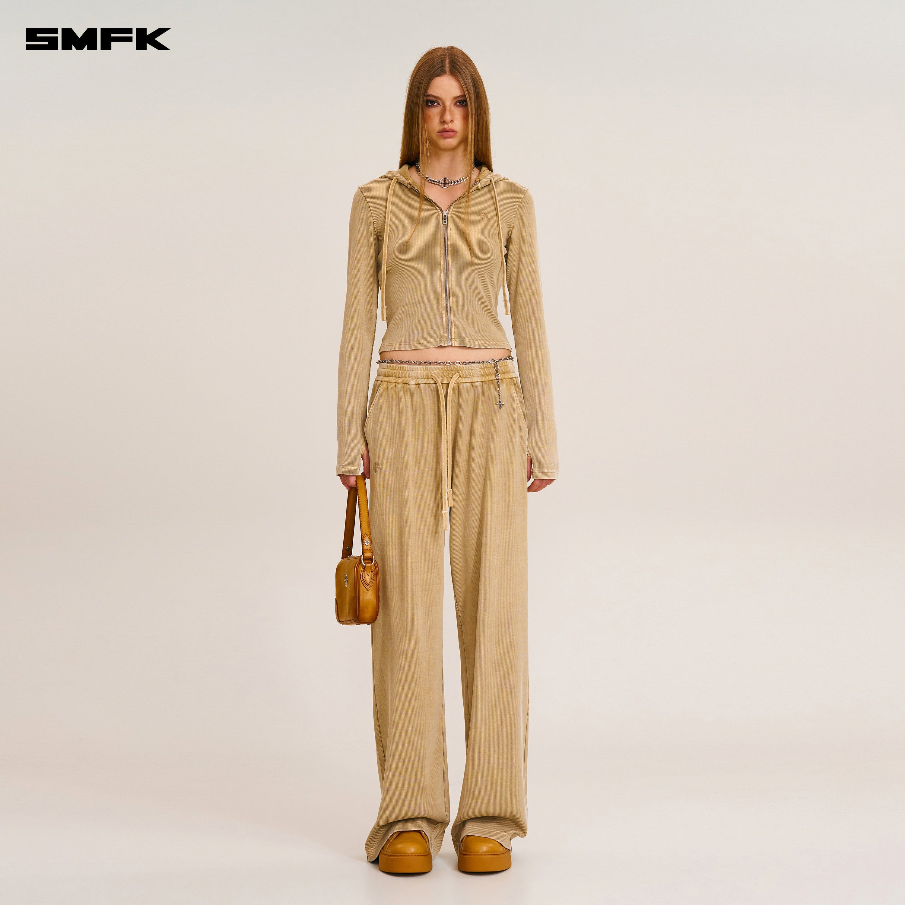 VINTAGE-SAVAGE SLIM SPORTS ZIP HOODIE/FADE DYE VANISH SAND