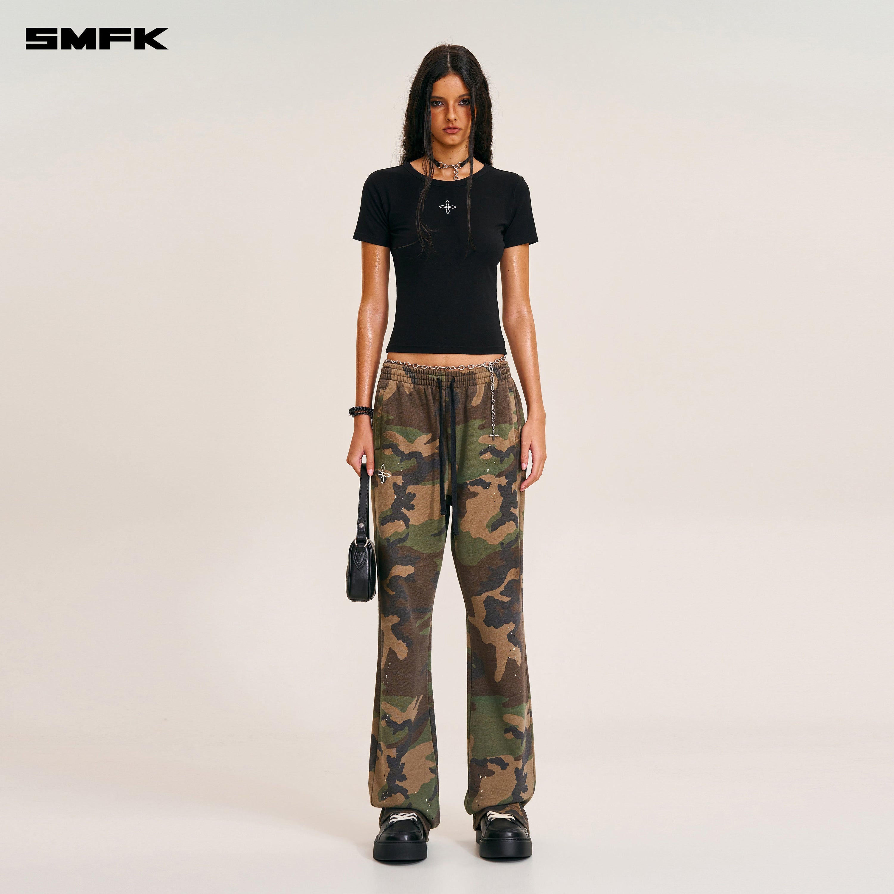 COMPASS MODE CAMO STRAIGHT SPORTS PANTS ARMY GREEN CAMOUFLAGE