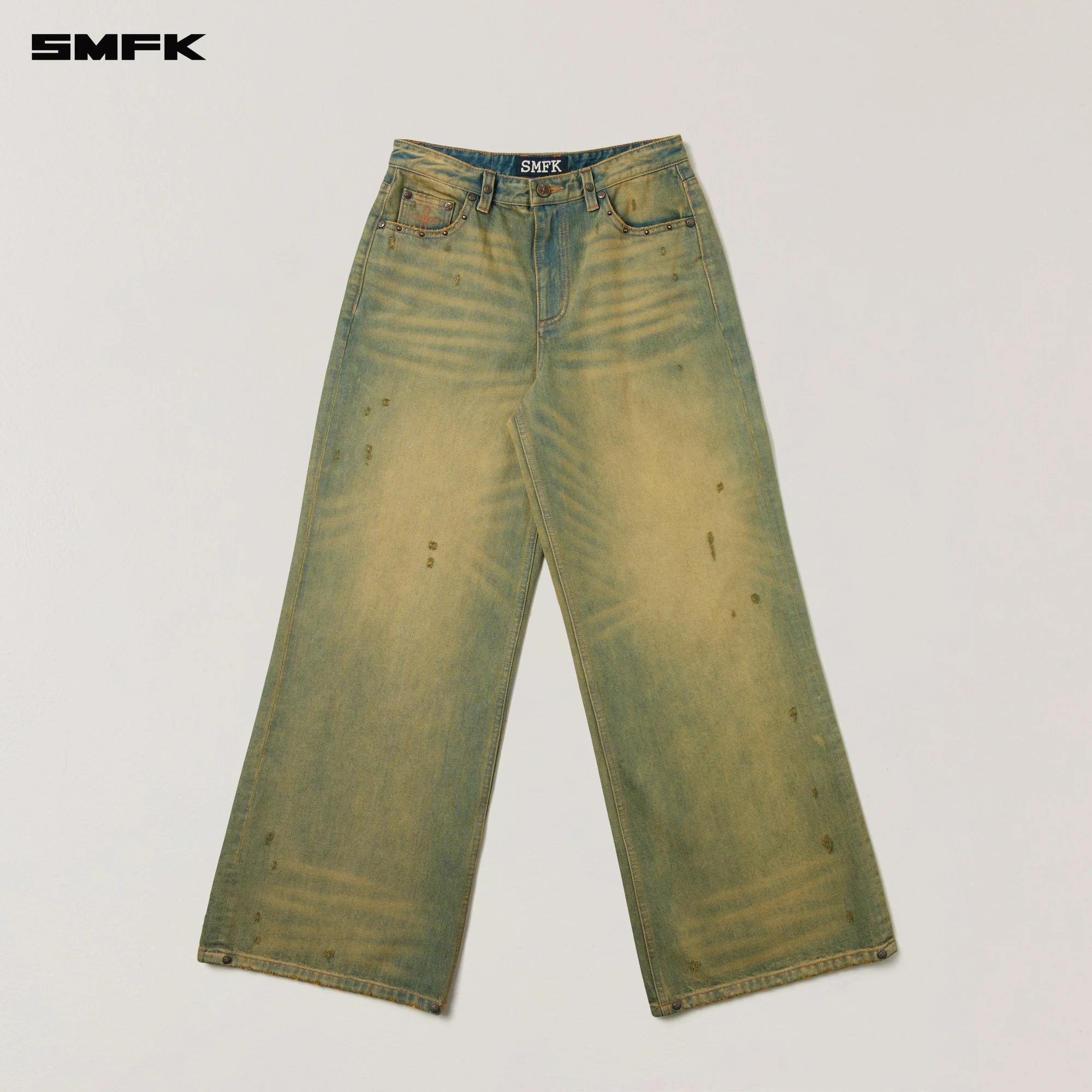 COMPASS WILD HORSE LOOSE DENIM PANTS CHEESE