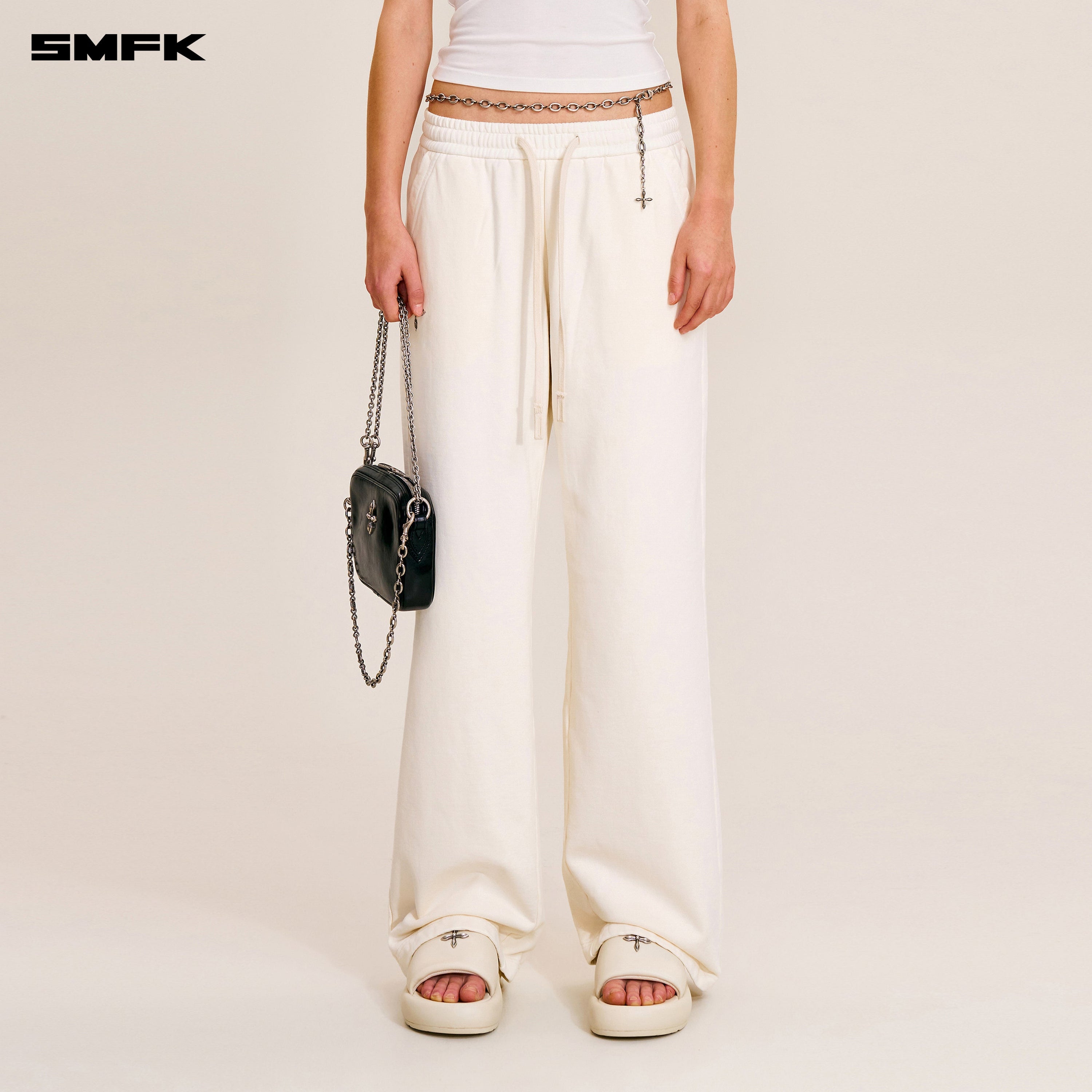 VINTAGE-SAVAGE LOOSE SPORTS PANTS/FADE DYE SNOW MOUNTAIN WHITE