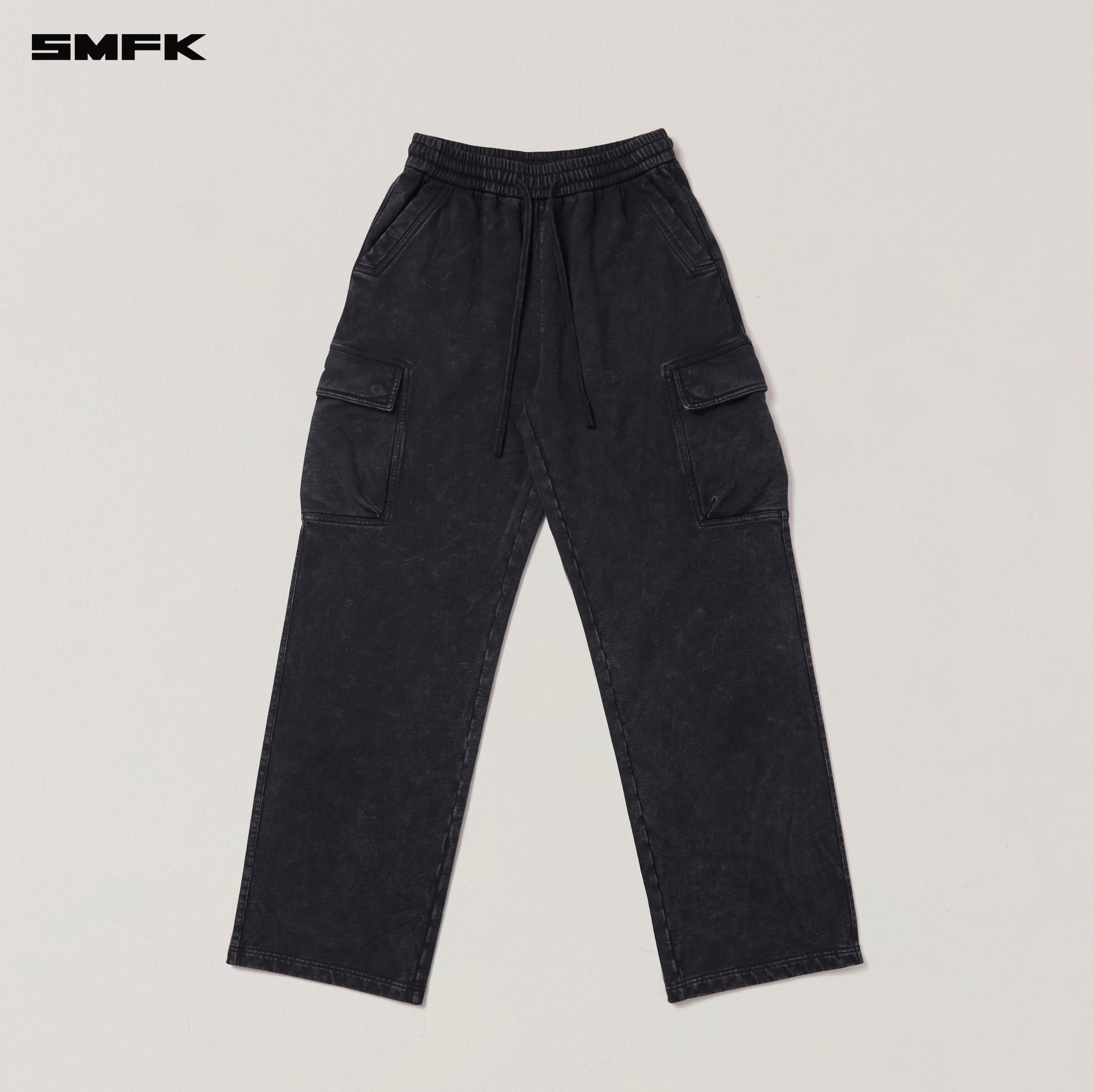 VINTAGE-SAFARI LOOSE SPORTS PANTS/FADE DYE WILD BLACK