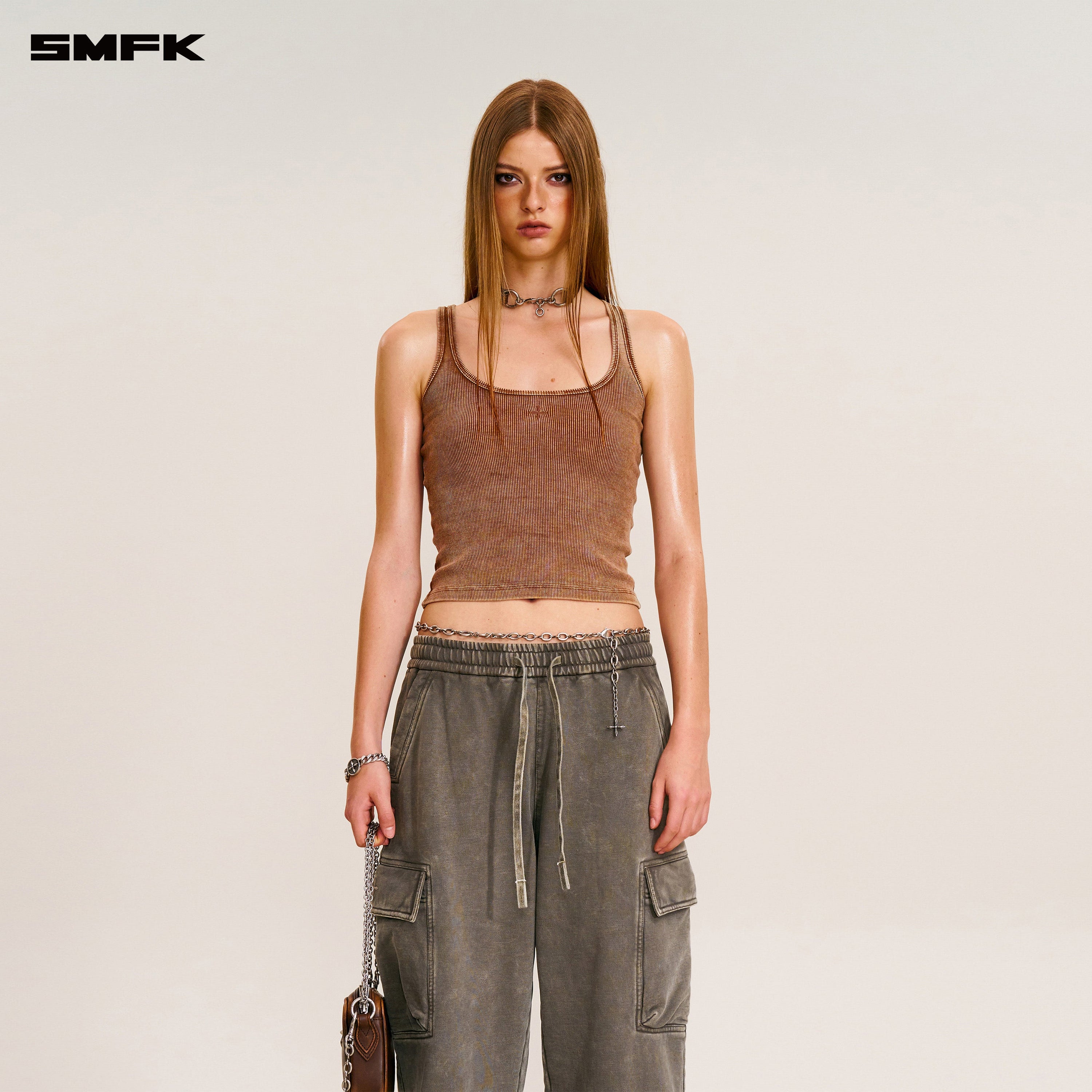 VINTAGE-SAFARI LOOSE SPORTS PANTS/FADE DYE WILD BROWN