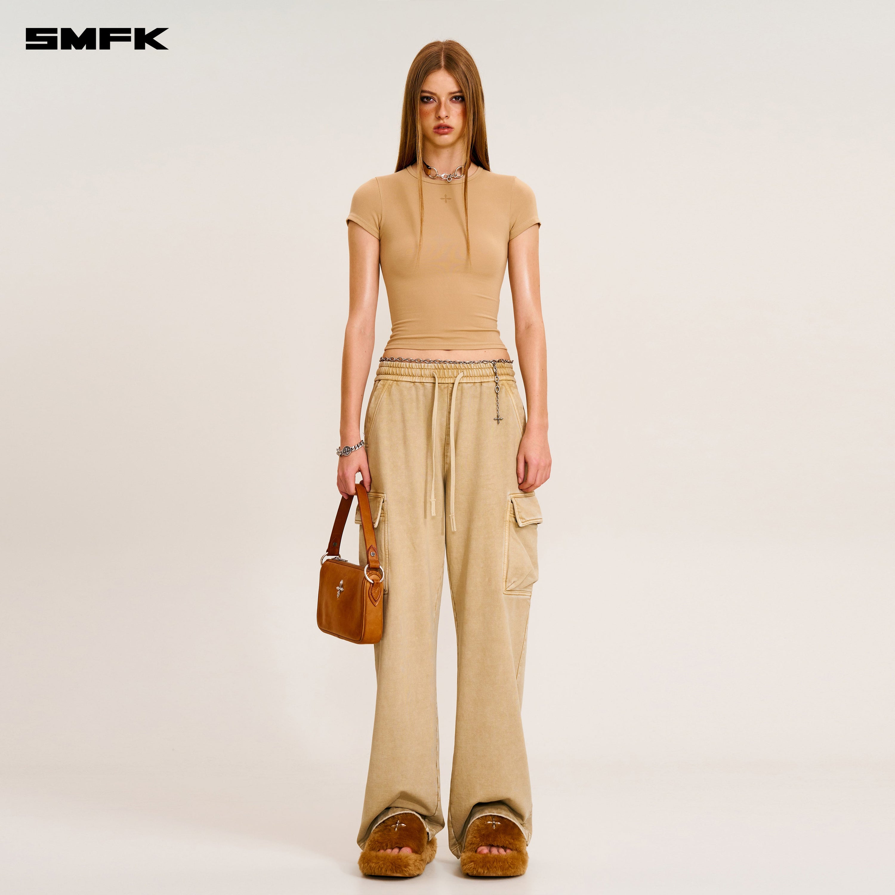 VINTAGE-SAFARI LOOSE SPORTS PANTS/FADE DYE FADING DESERT