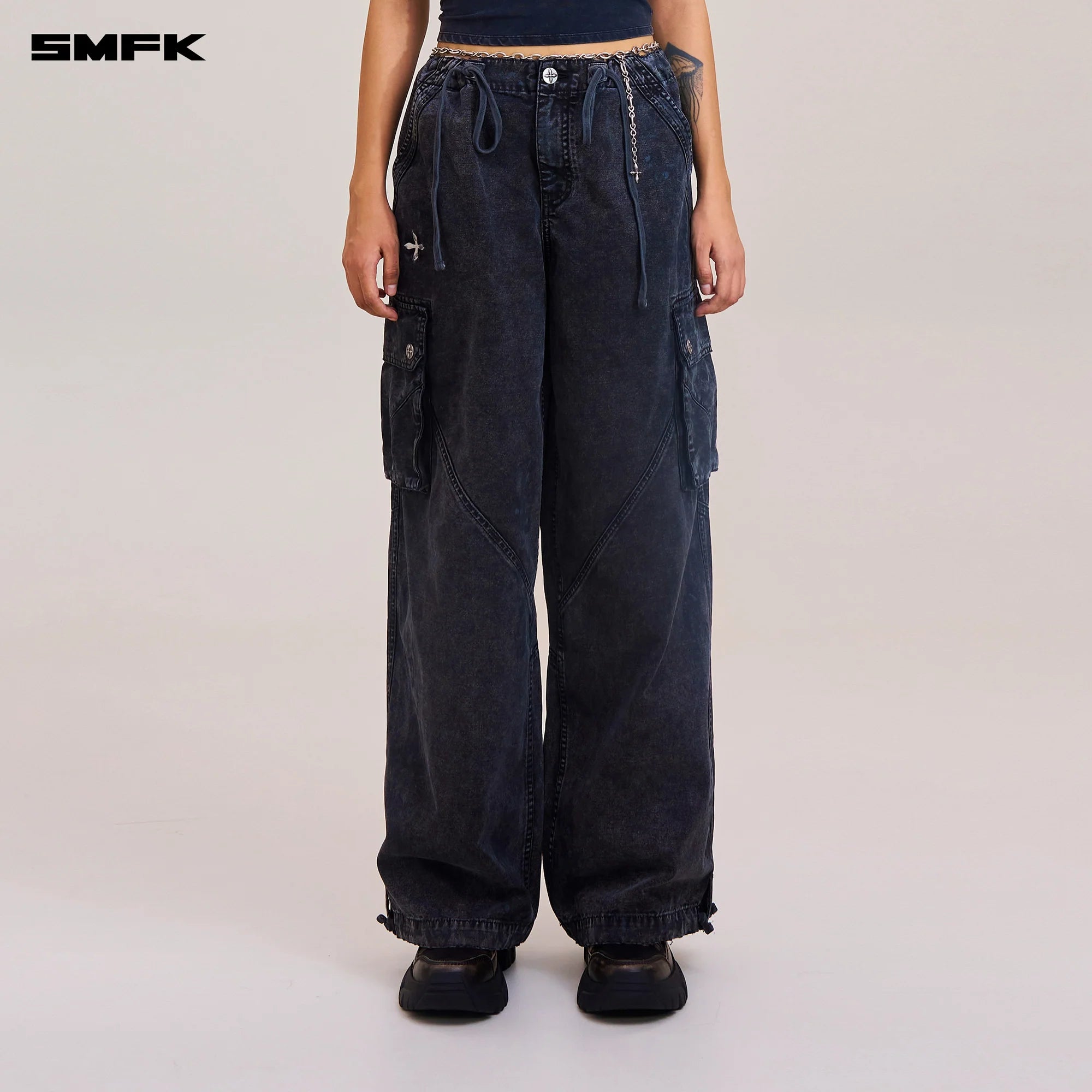 RAGE-WILD ORIGIN HANDCRAFT LOOSE PARA PANTS/GARMENT DYED WILD BLACK