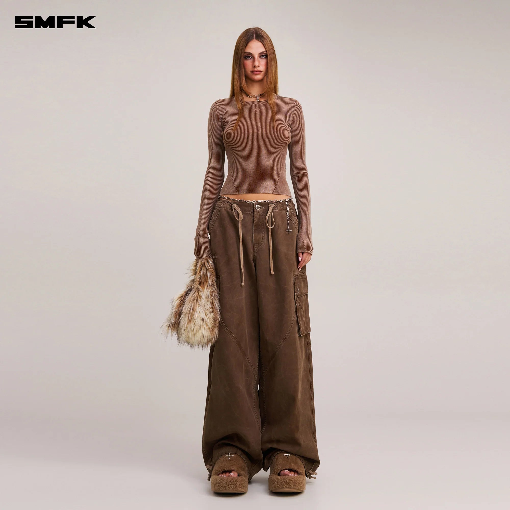 RAGE-WILD ORIGIN HANDCRAFT LOOSE PARA PANTS/GARMENT DYED SHADOW BROWN