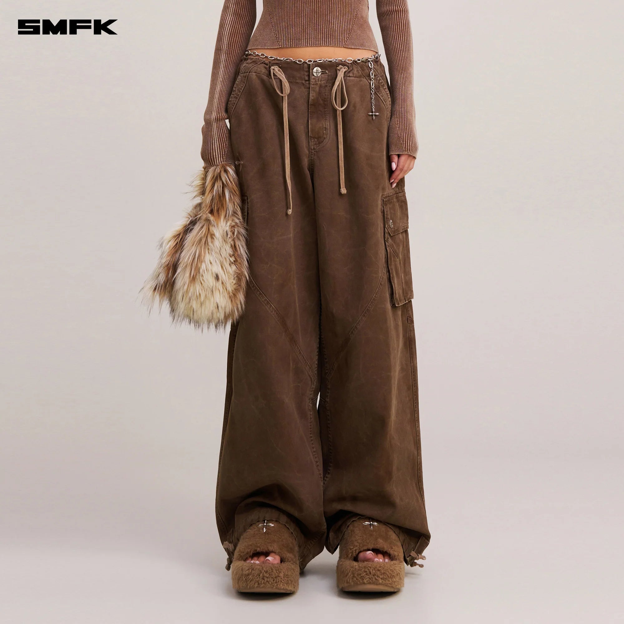 RAGE-WILD ORIGIN HANDCRAFT LOOSE PARA PANTS/GARMENT DYED SHADOW BROWN