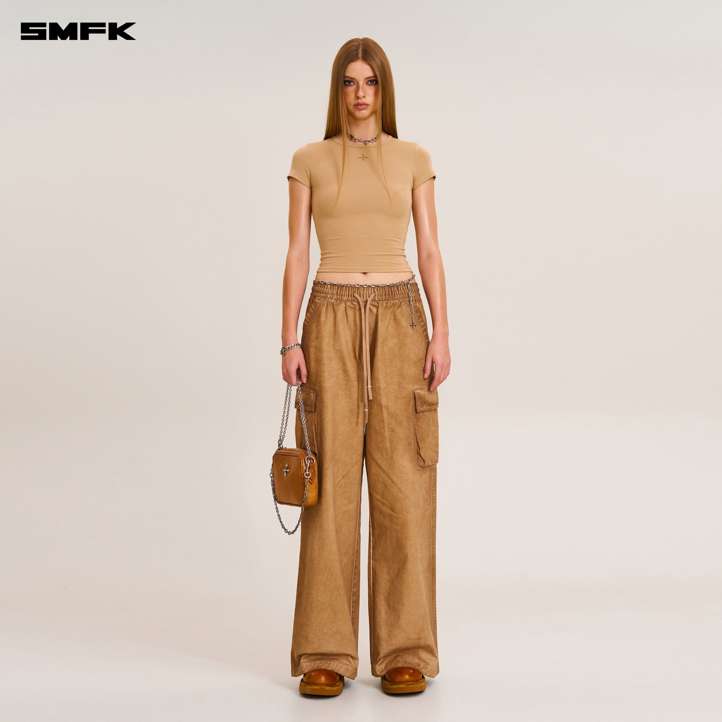 VINTAGE-STORM LOOSE SPORTS CARGO PANTS/FADE DYE FADING DESERT