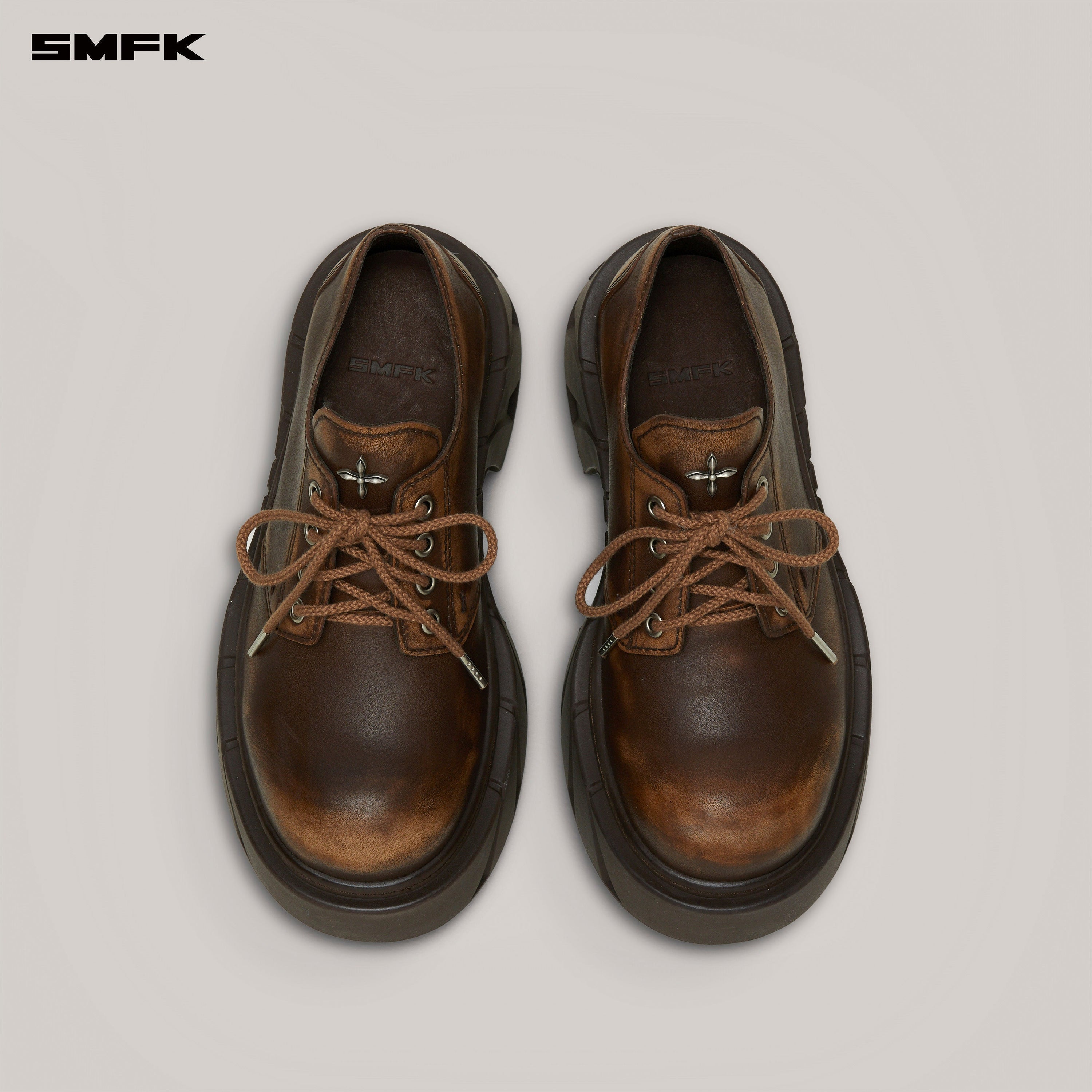 FUTURE MIRAGE LEATHER HIGH HEEL DERBY PATINA WILD HORSE BROWN PATINA