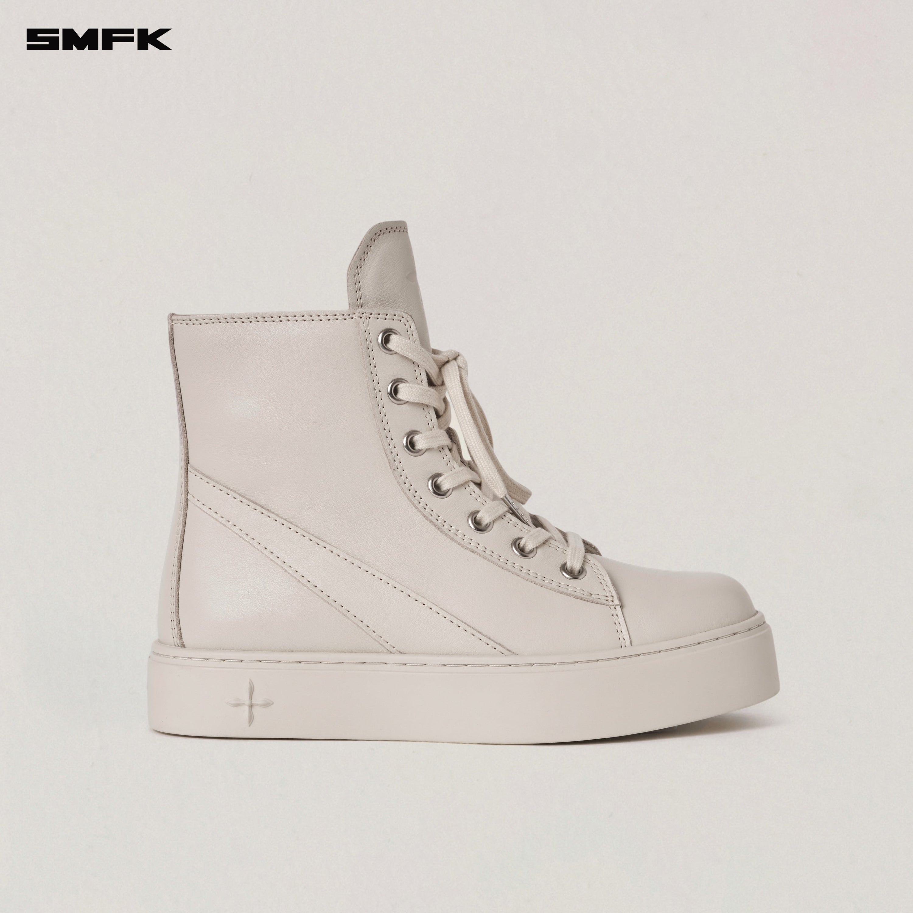 COMPASS ORIGIN  LEATHER SNEAKER HIGH SNOW MOUNTAIN WHITE