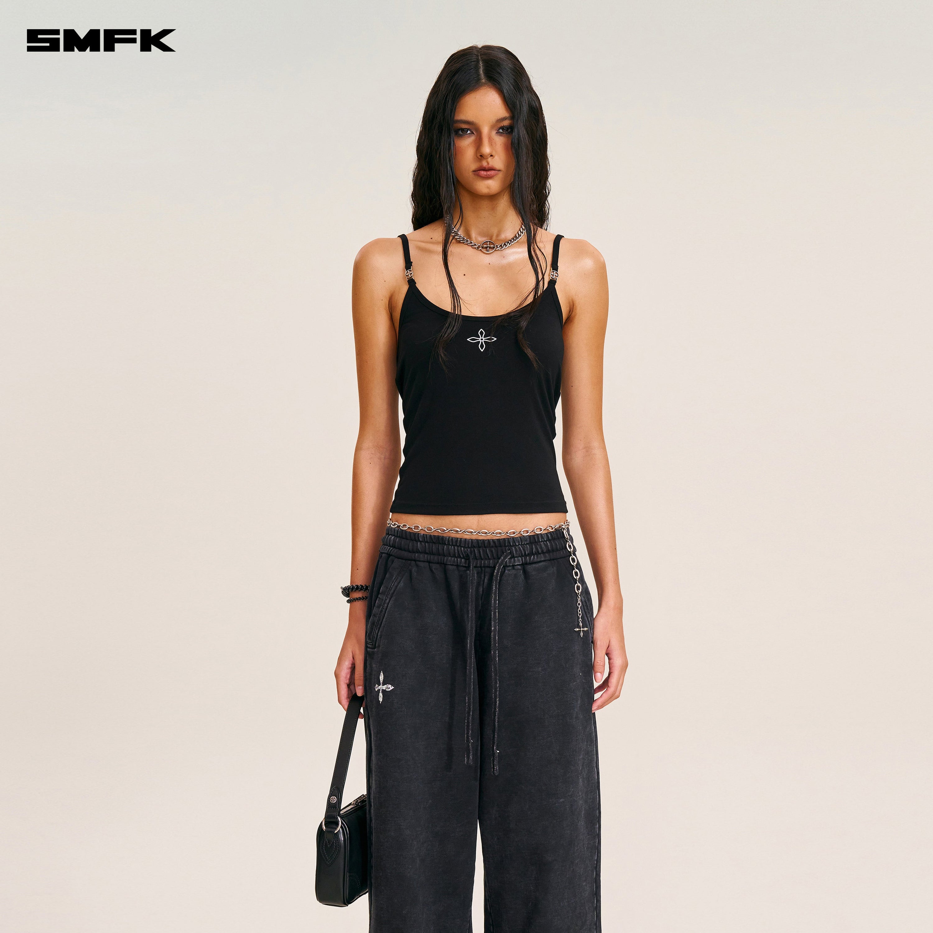 COMPASS STAMP ACETATE BODY CAMISOLE WILD BLACK