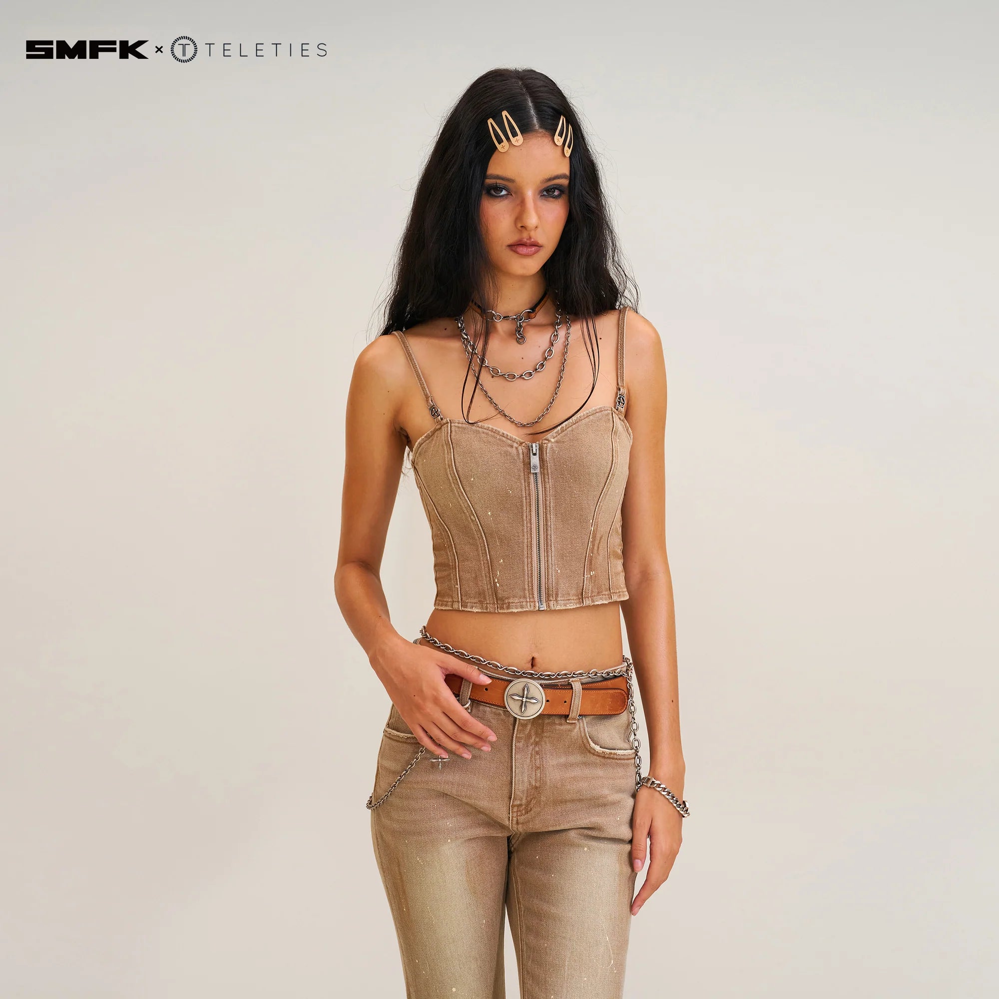 SMFK X TELETIES Snap Clips SAND COLOR