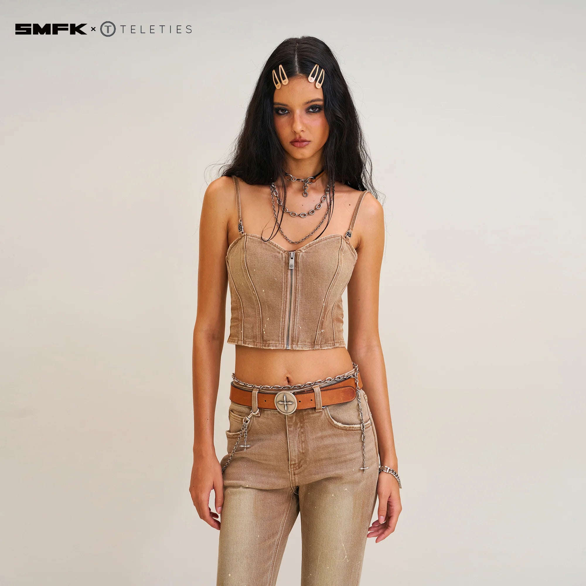 SMFK X TELETIES Snap Clips SAND COLOR