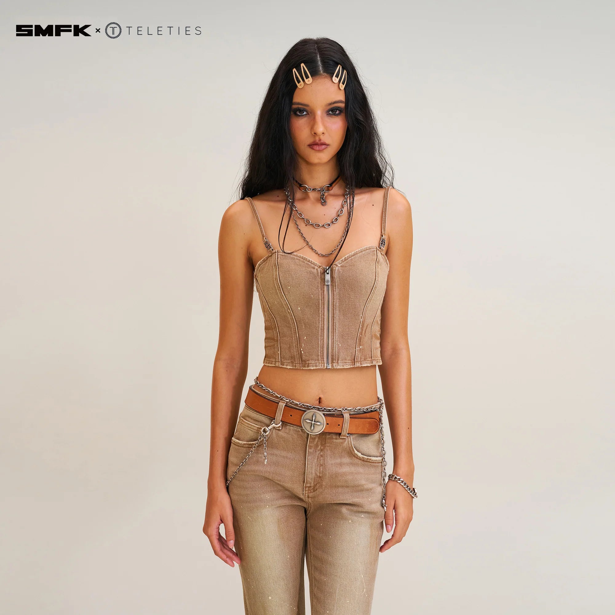 SMFK X TELETIES Snap Clips SAND COLOR