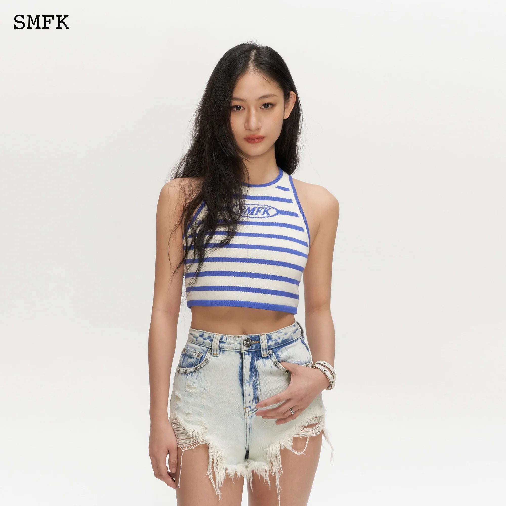 Compass Pima Cotton Blue Stripe Vest