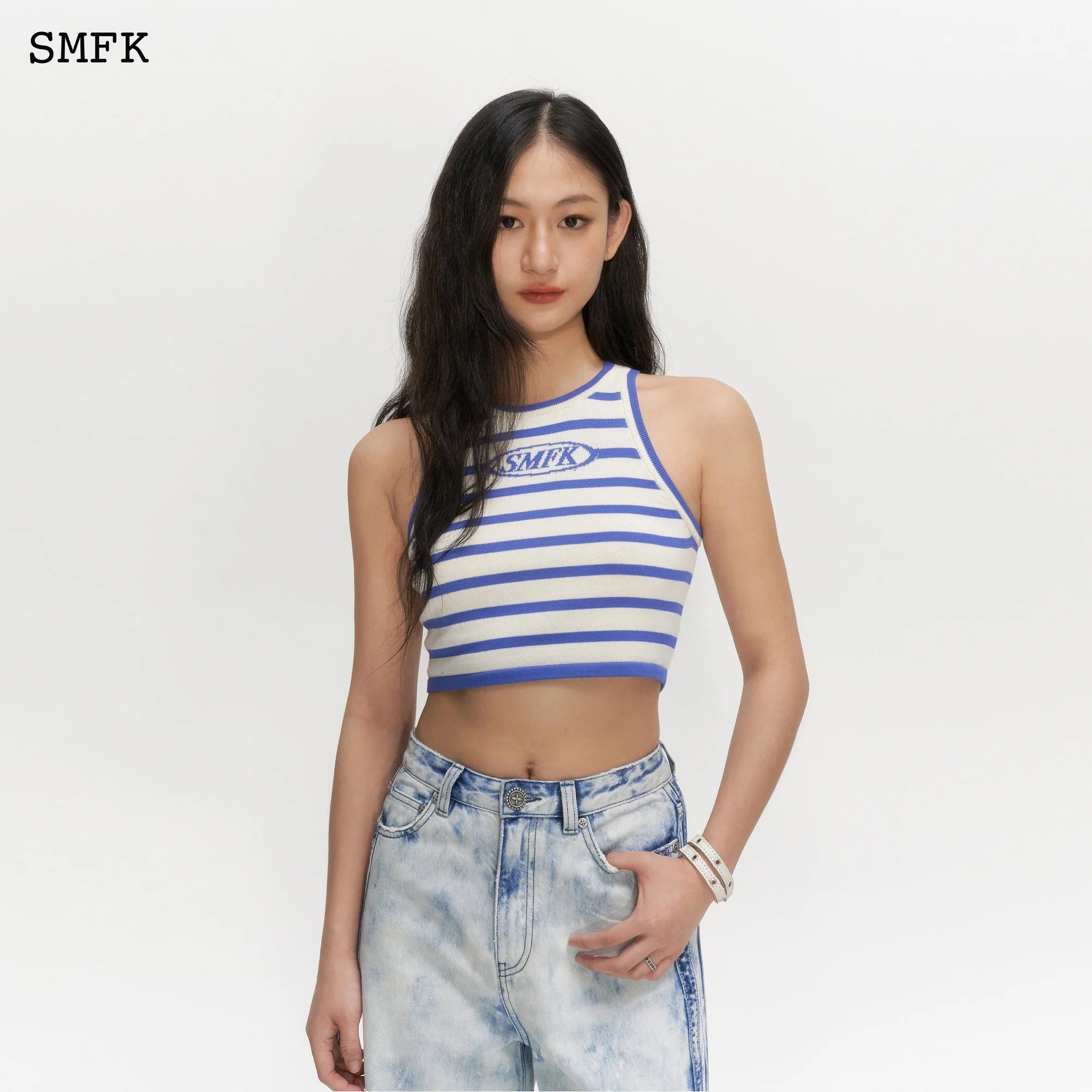 Compass Pima Cotton Blue Stripe Vest