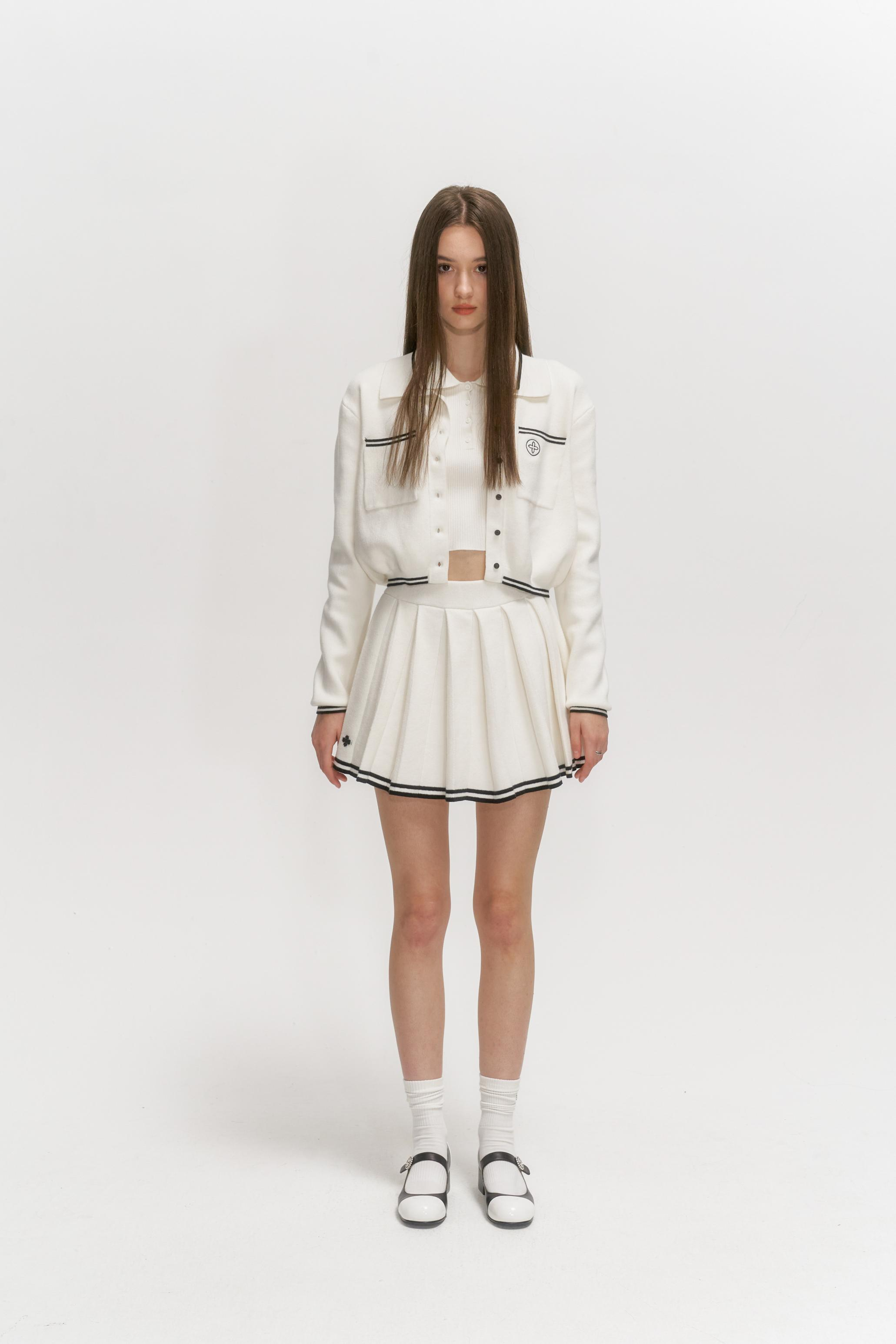 SMFK COMPASS VINTAGE COLLEGE CASHMERE KNIT JACKET WHITE UG008W