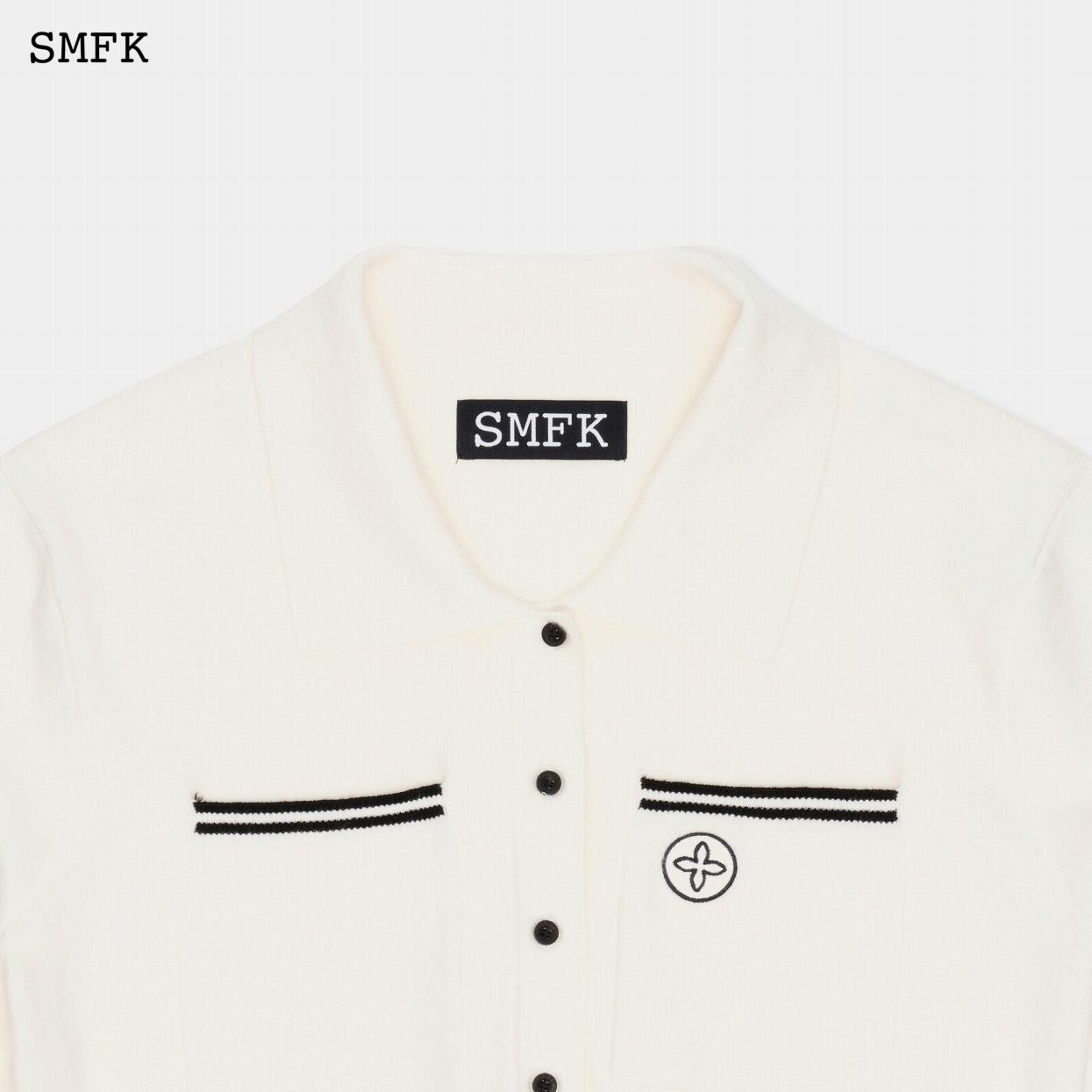 SMFK COMPASS VINTAGE COLLEGE CASHMERE KNIT JACKET WHITE UG008W