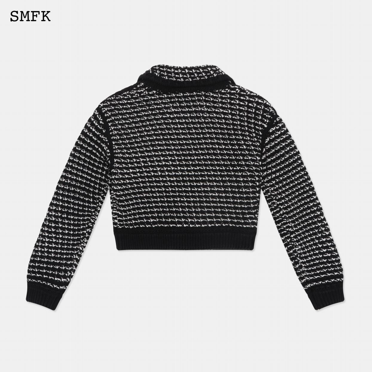 COMPASS BLACK AND WHITE CLOUD COLLEGE KNIT JACKET UG003BW