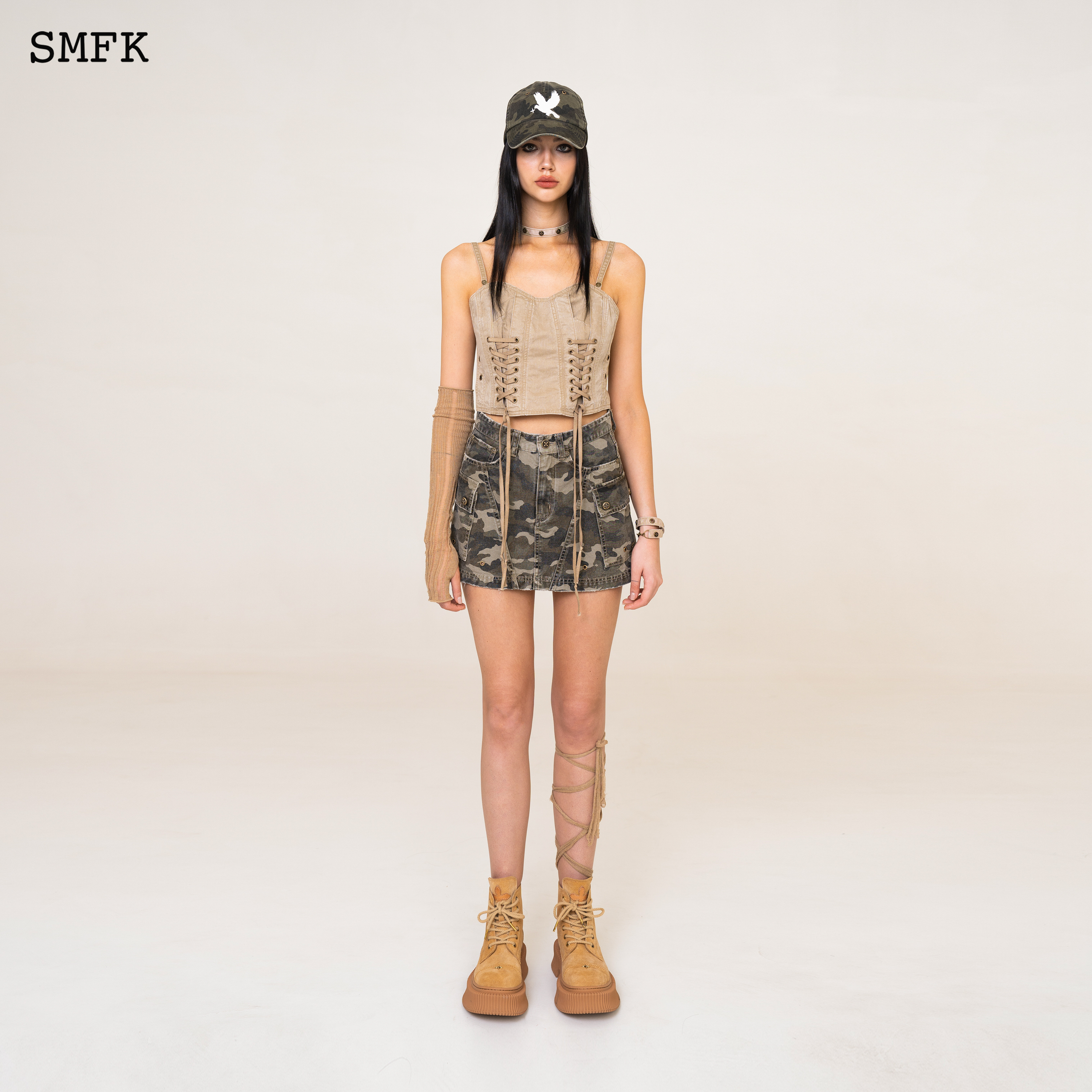 WILD WORLD STRAY WANDERING CAMOUFLAGE OVERALLS SHORT SKIRT DS003CM
