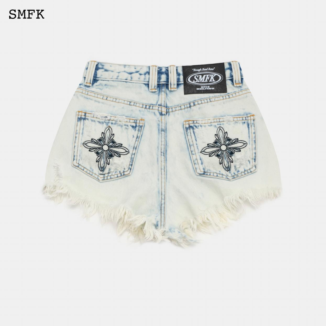 SMFK WILD WORLD WHITE ROCK DENIM SHORTS USJ05W