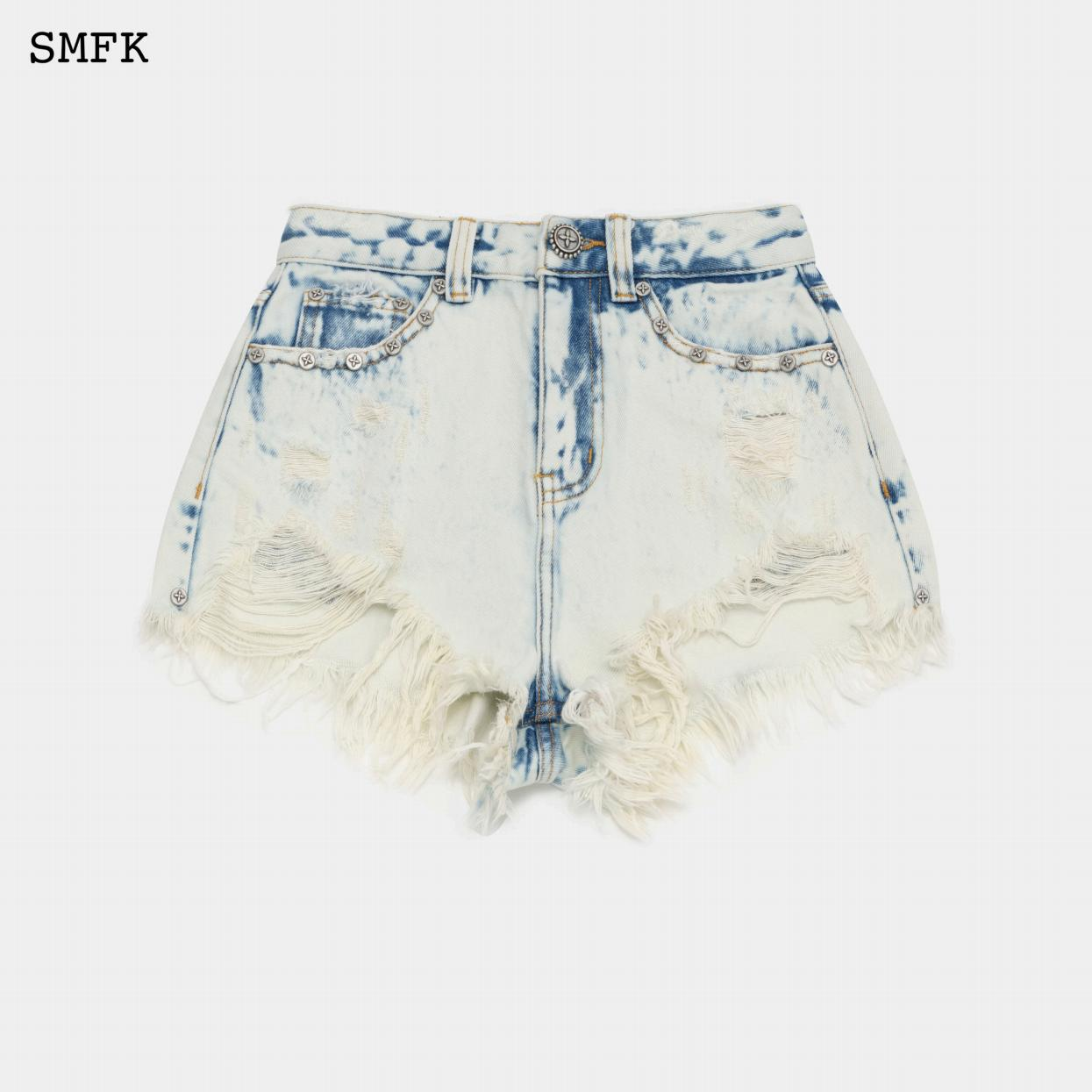 SMFK WILD WORLD WHITE ROCK DENIM SHORTS USJ05W