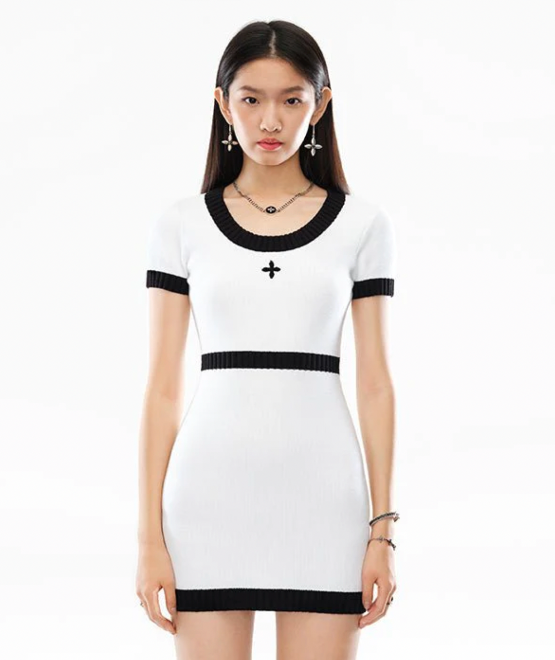 COMPASS CLASSIC CASHMERE KNIT DRESS WHITE UFT18W