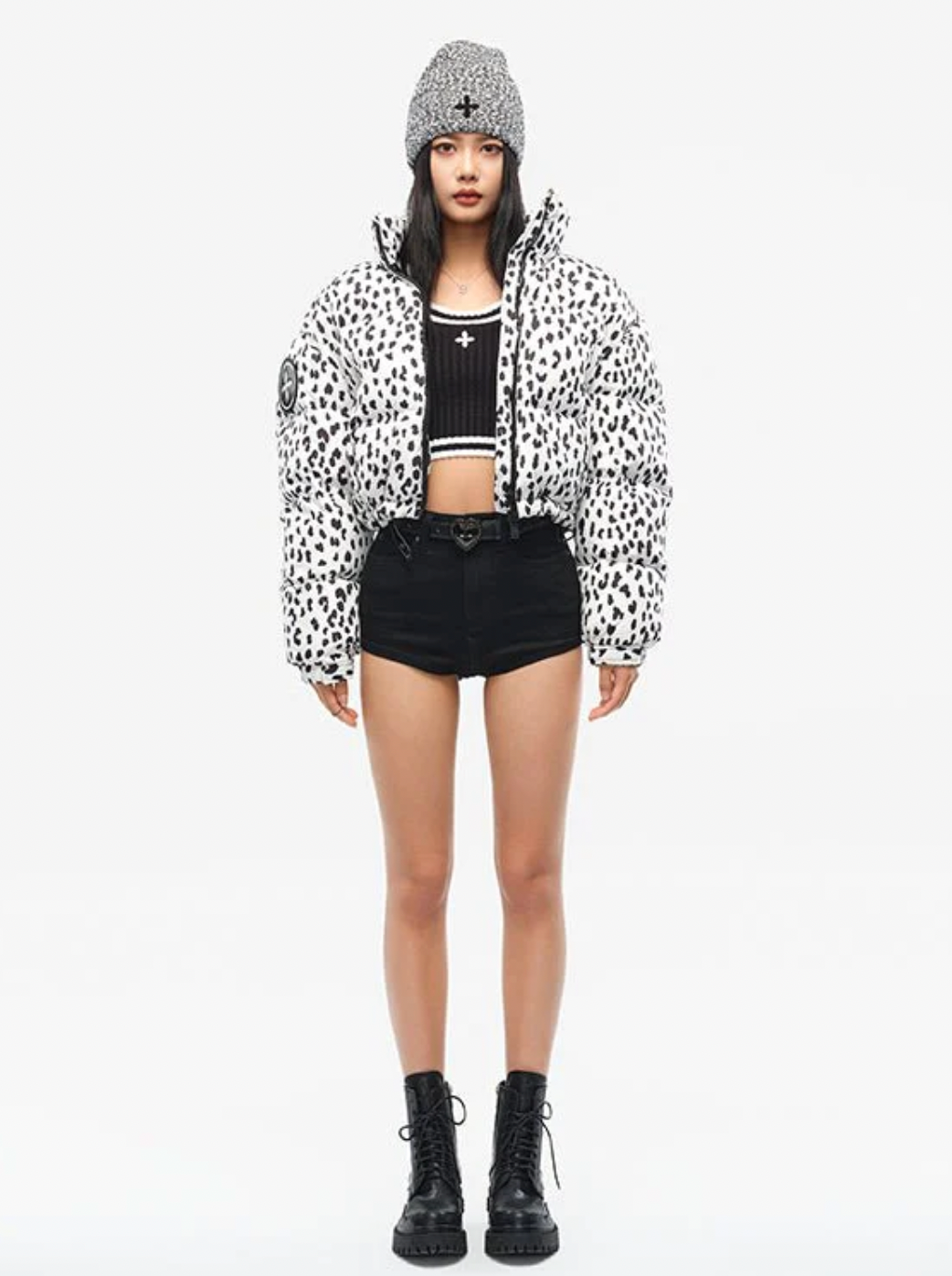 SMFK  SHORT BODY DOWN JACKET IN LEOPARD PRINT UG019WL