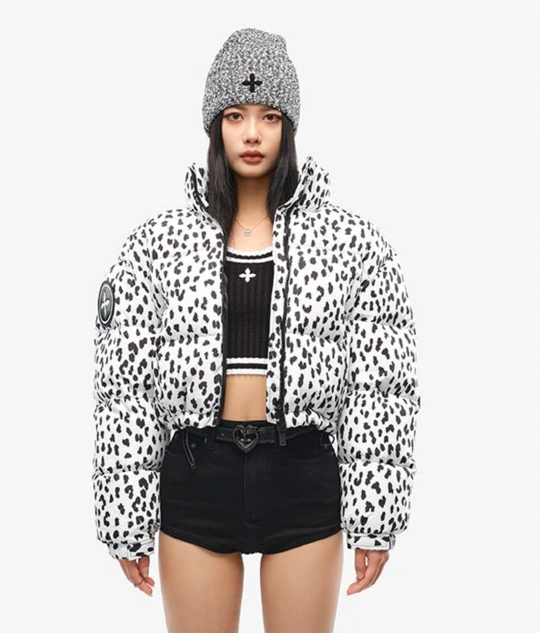 SMFK  SHORT BODY DOWN JACKET IN LEOPARD PRINT UG019WL