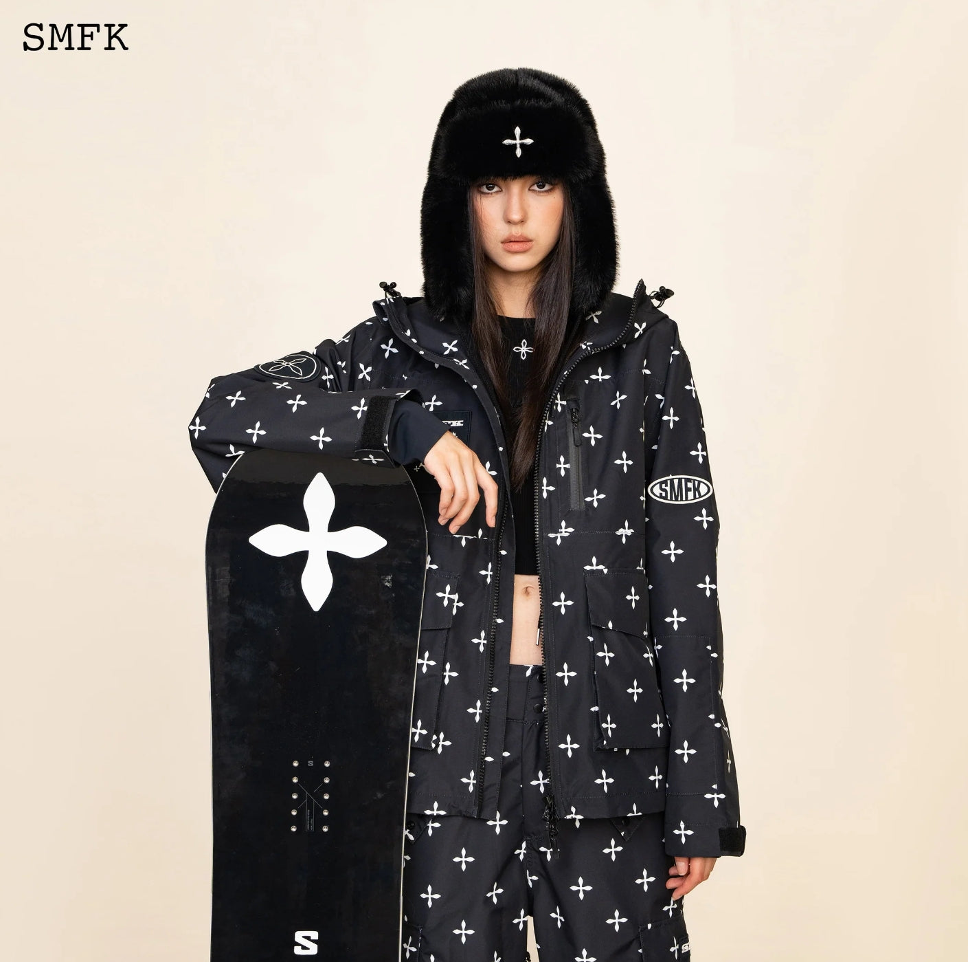 SMFK GARDEN SKI SNOW JACKET IN BLACK WSG01BG