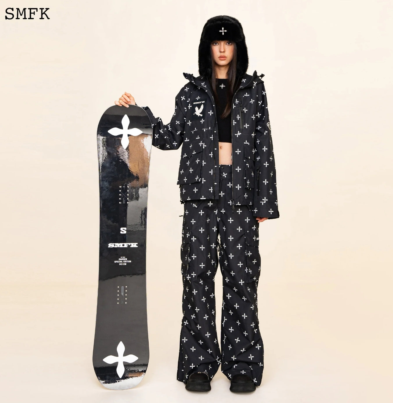 SMFK GARDEN SKI SNOW JACKET IN BLACK WSG01BG