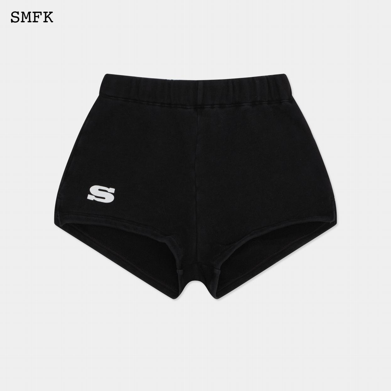 SMFK COMPASS RETRO SCHOOL JOGGING SHORTS BLACK US007B