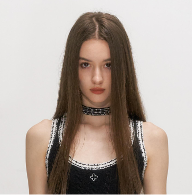 【PRE ORDER】SMFK UBT01BWC COMPASS VINTAGE CHOKER(3 STRIPS) THOUSAND-BIRD PLAID/BLUE DENIM/BLACK