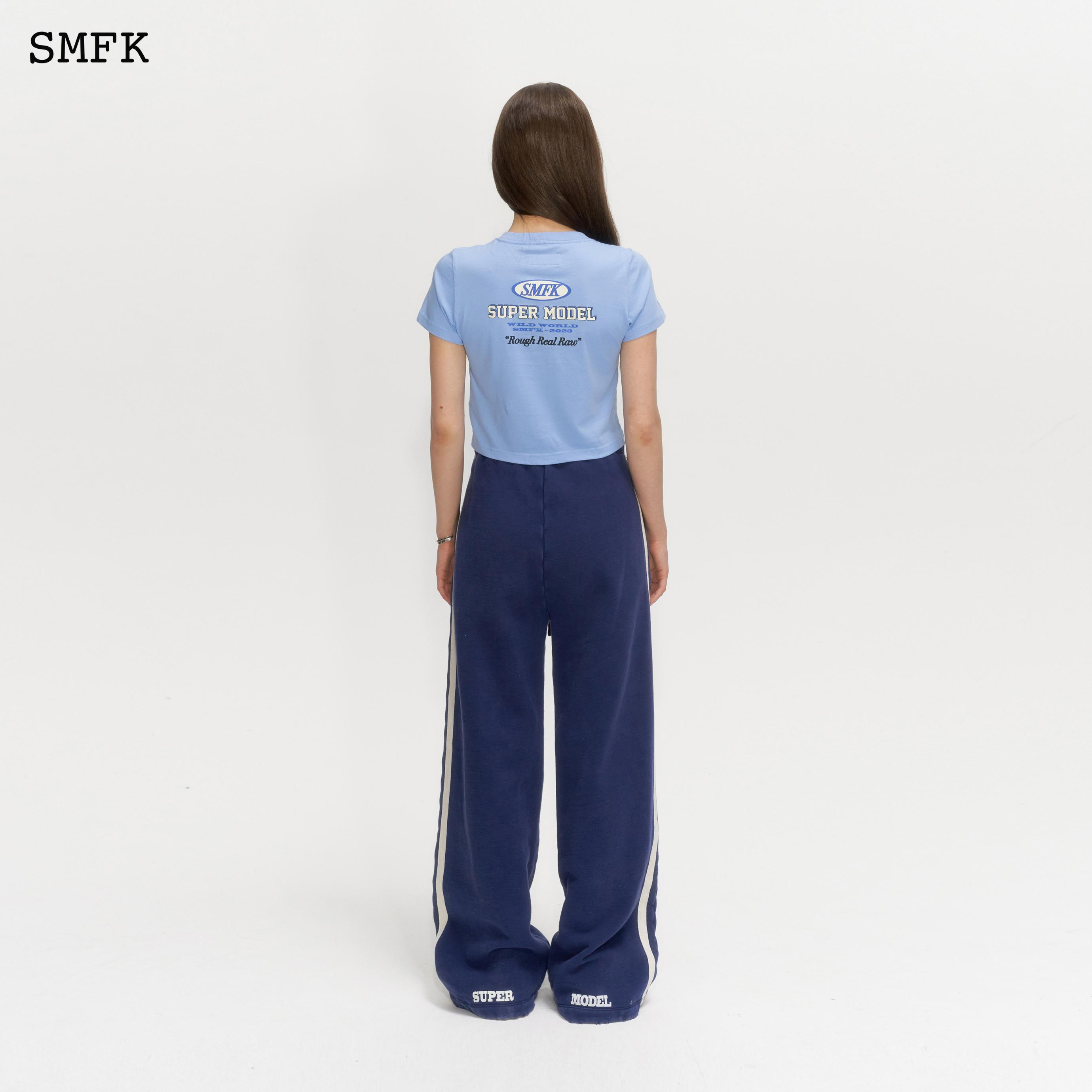 SMFK WILD WORLD DEEP SEA BLUE WANDERING WIDE LEG SWEATPANTS UP001DB