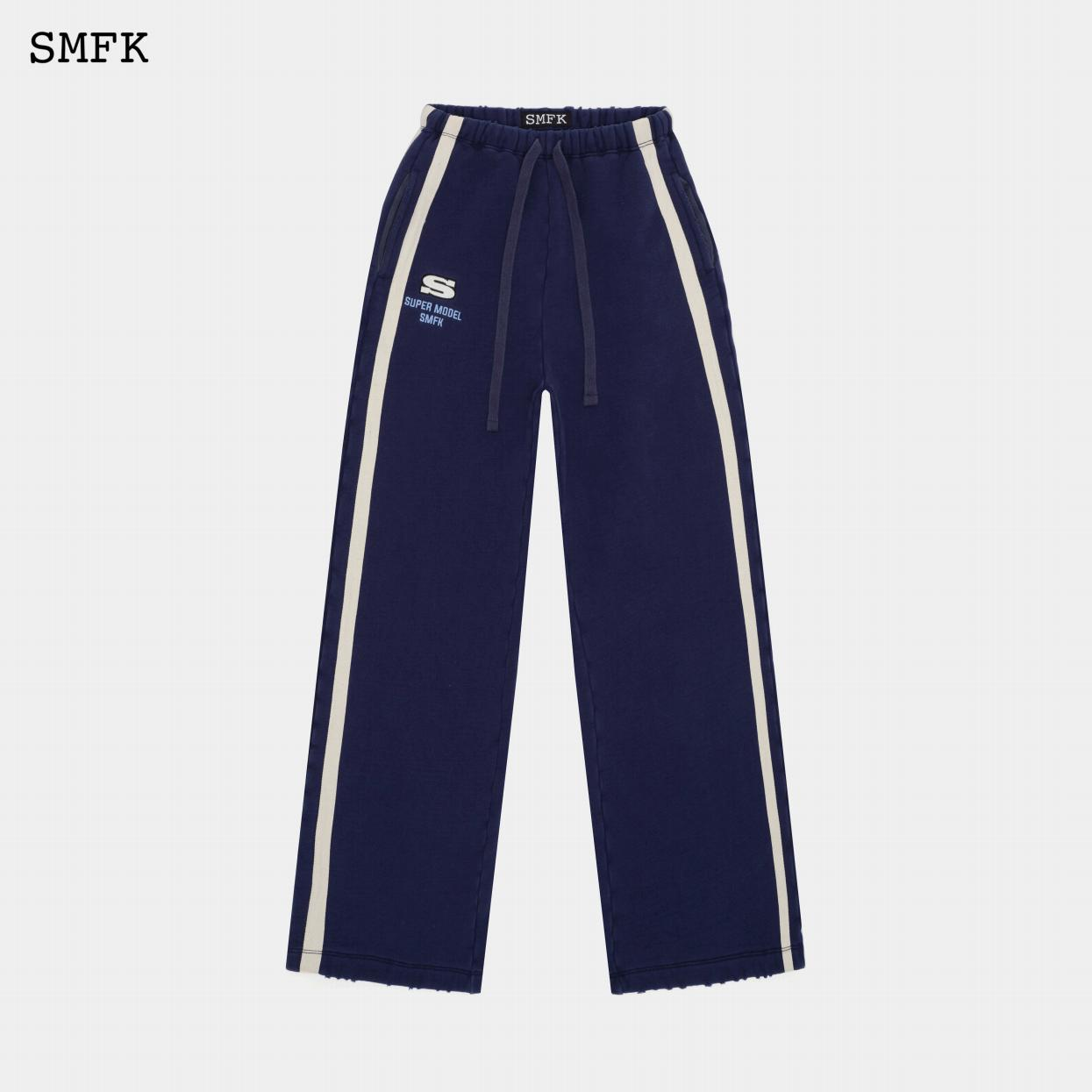 SMFK WILD WORLD DEEP SEA BLUE WANDERING WIDE LEG SWEATPANTS UP001DB