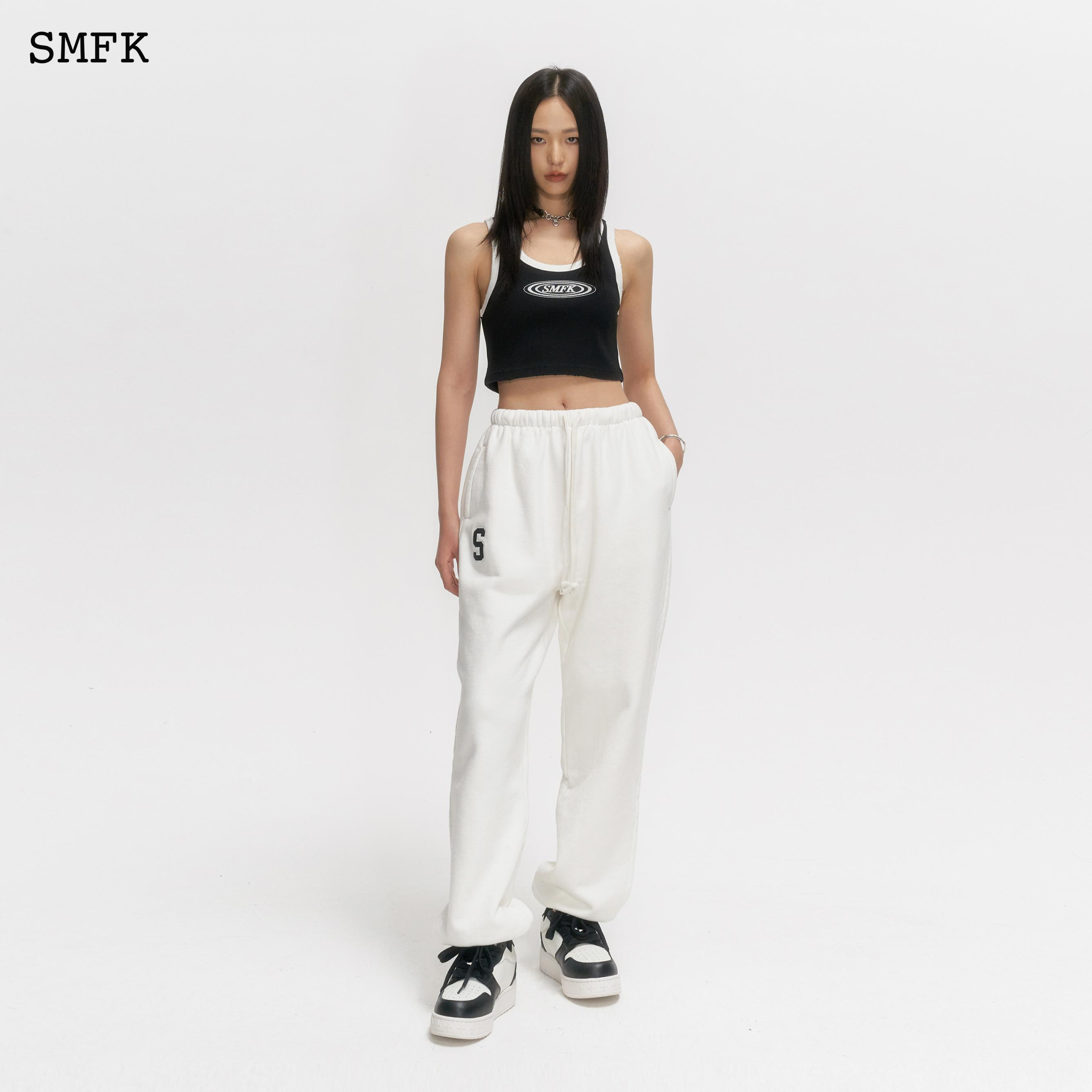 SMFK COMPASS RETRO SCHOOL JOGGING PANTS WHITE DP006W