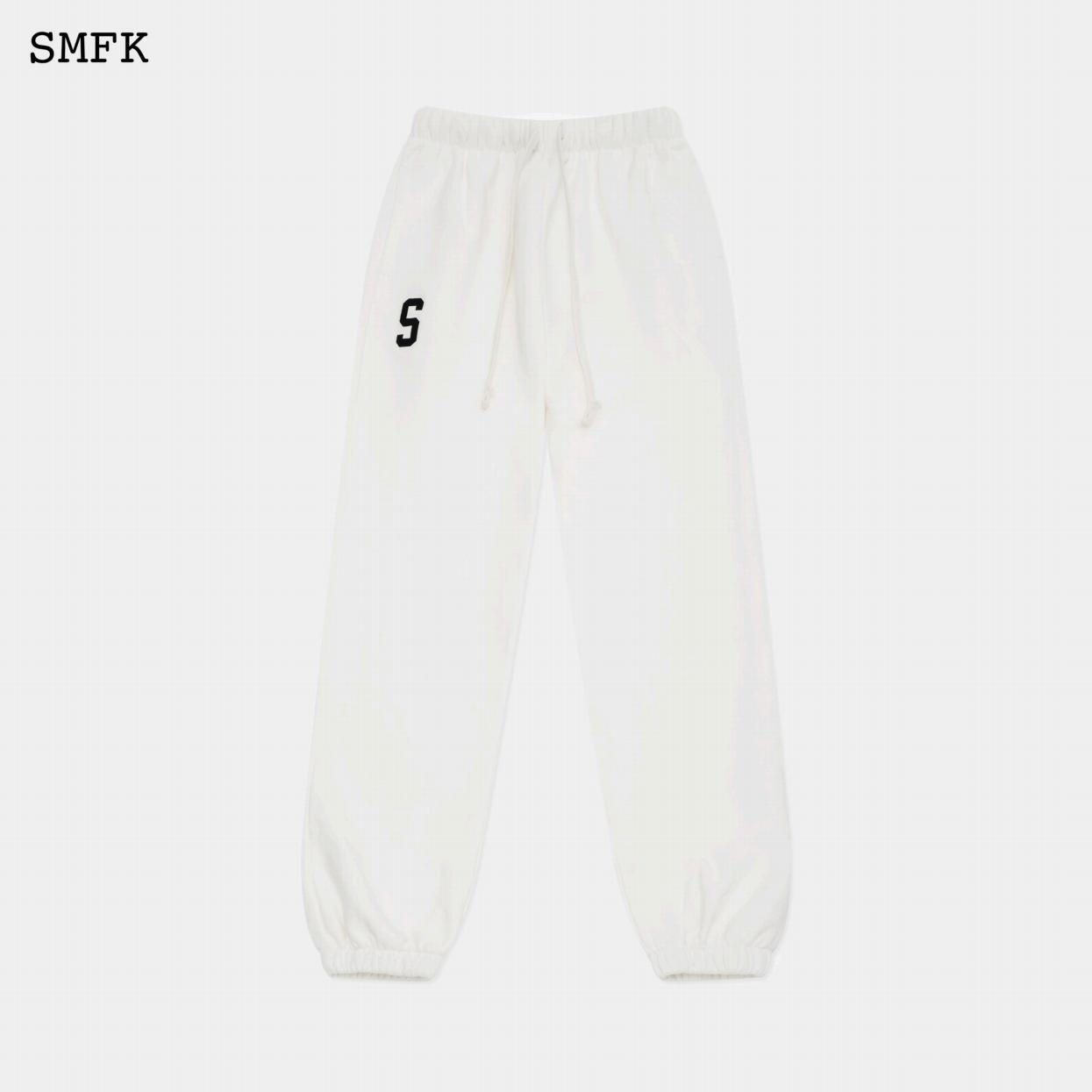 SMFK COMPASS RETRO SCHOOL JOGGING PANTS WHITE DP006W
