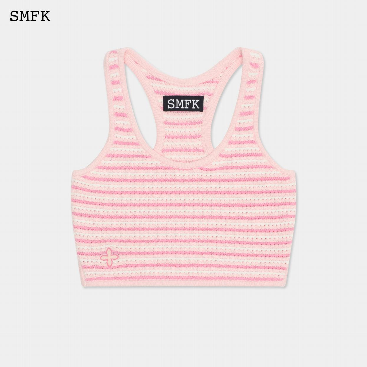 COMPASS RETRO CAMPUS STRIPED KNITTED CAMISOLE/CHERRY BLOSSOM PINK UTK06PKSP