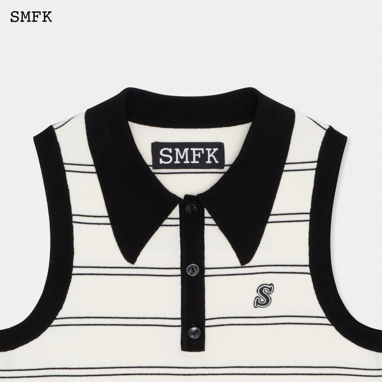 【PRE ORDER】COMPASS VINTAGE LAPEL KNITTED VEST/BLACK AND WHITE UTK013WSP