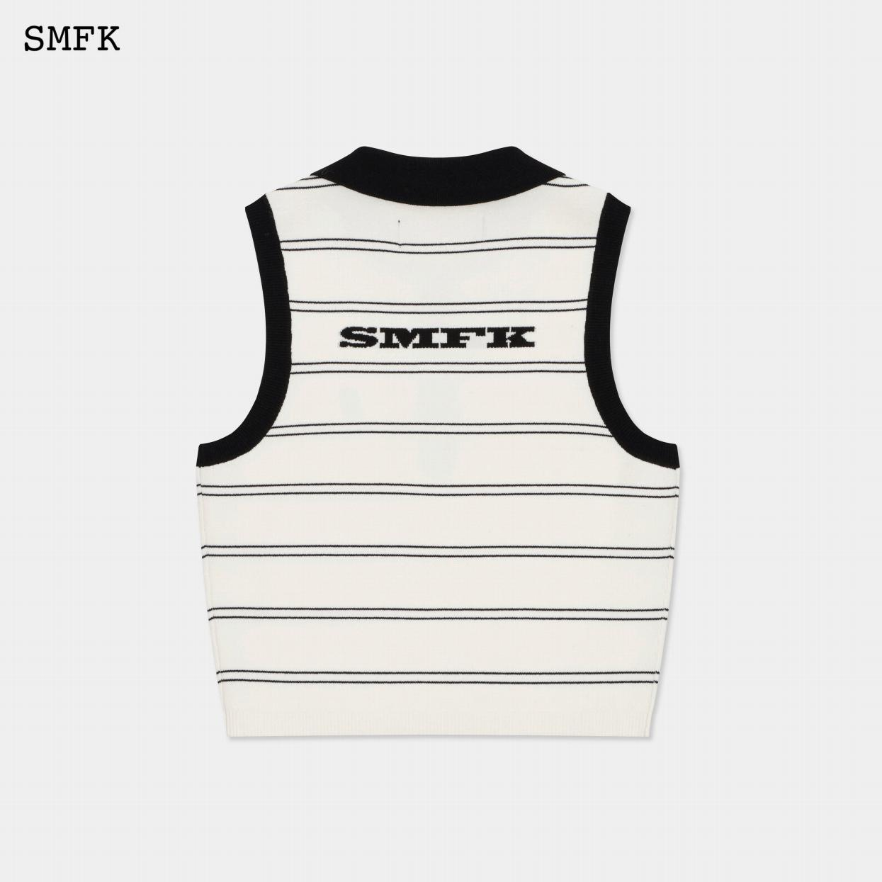 【PRE ORDER】COMPASS VINTAGE LAPEL KNITTED VEST/BLACK AND WHITE UTK013WSP
