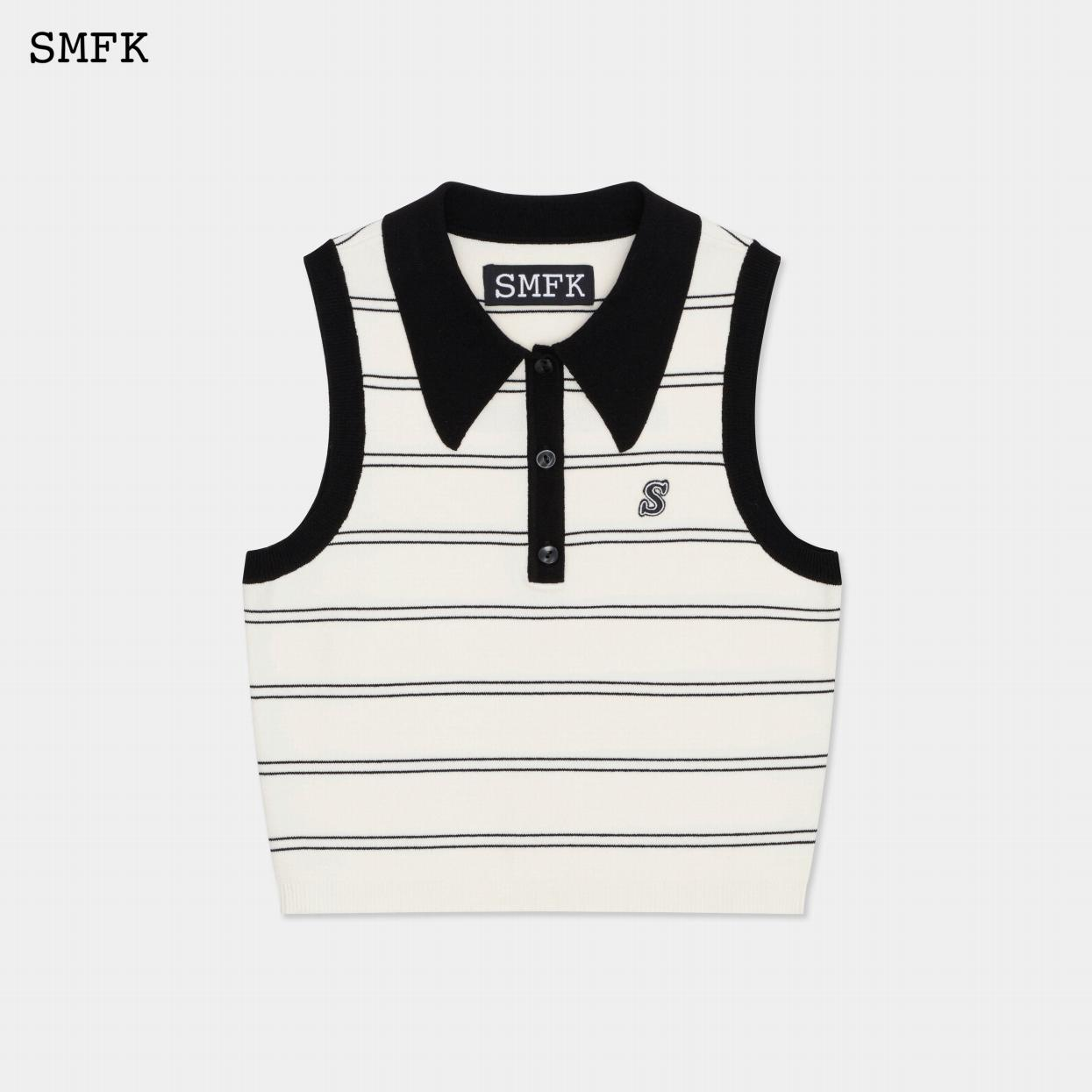 【PRE ORDER】COMPASS VINTAGE LAPEL KNITTED VEST/BLACK AND WHITE UTK013WSP